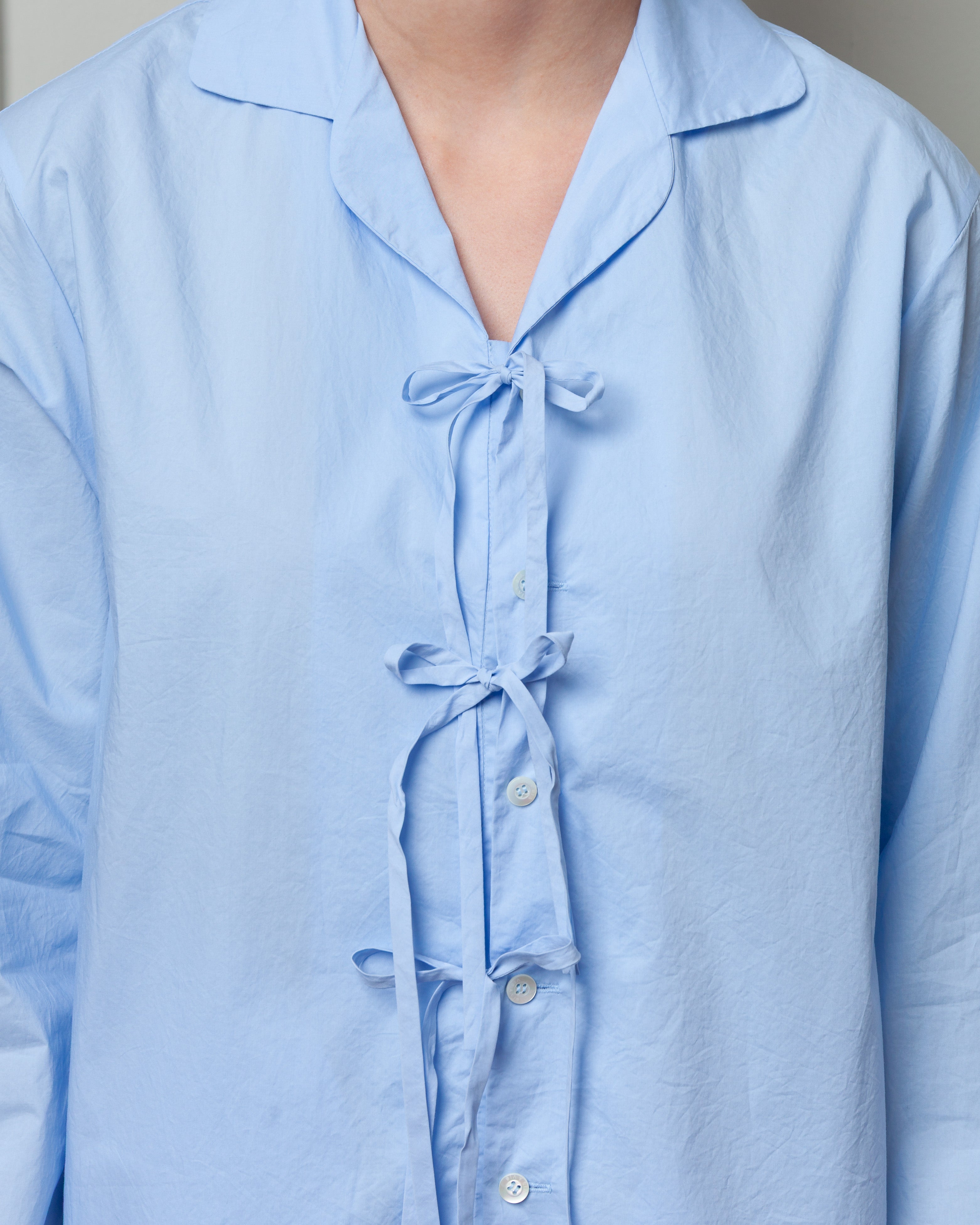 Vis A Vis-L.S. Cotton Tie-Front Shirt - Light Blue-Shirts-Boboli-Vancouver-Canada