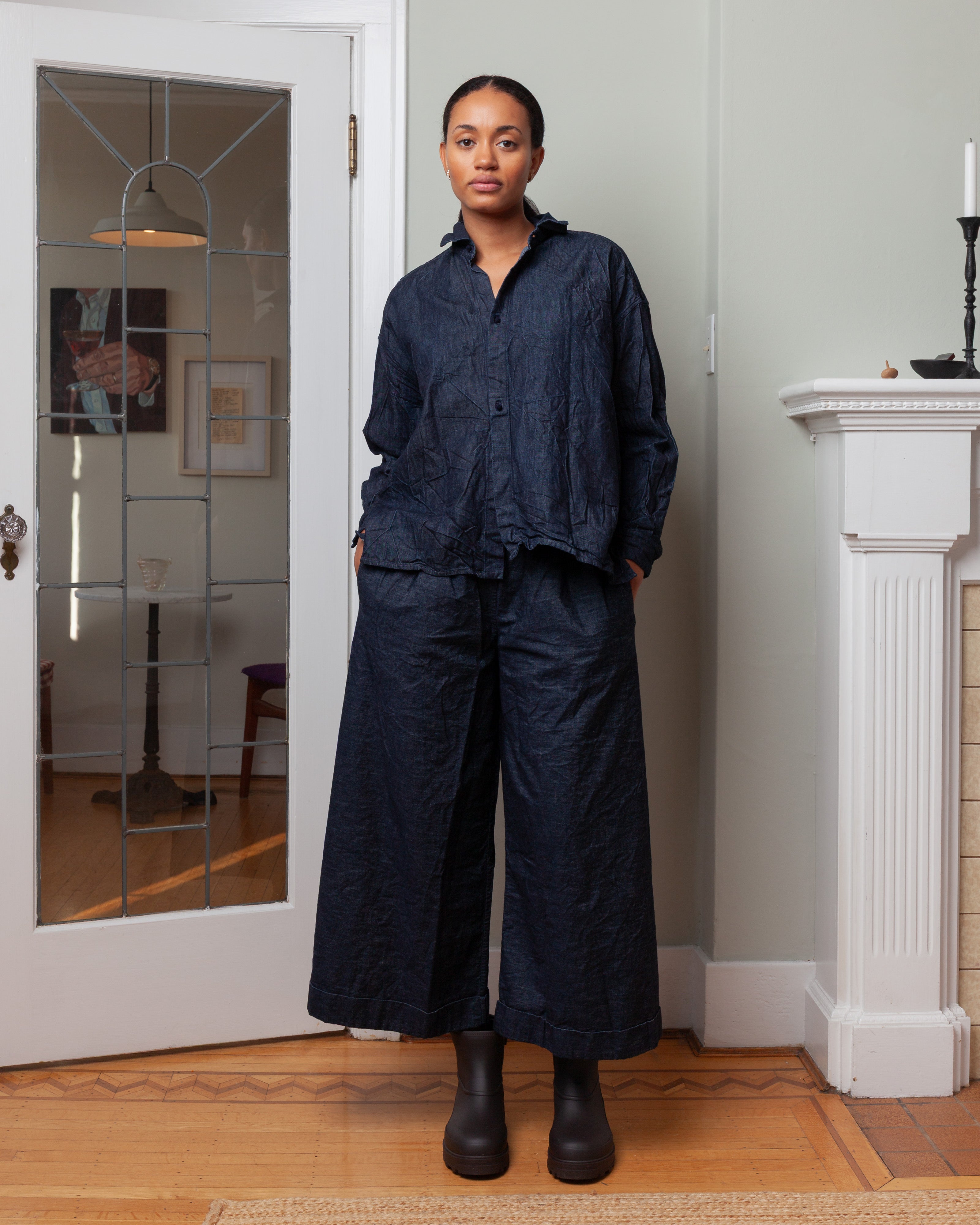 Daniela Gregis-Wide Short Shirt - Dark Blue-Shirts-Boboli-Vancouver-Canada