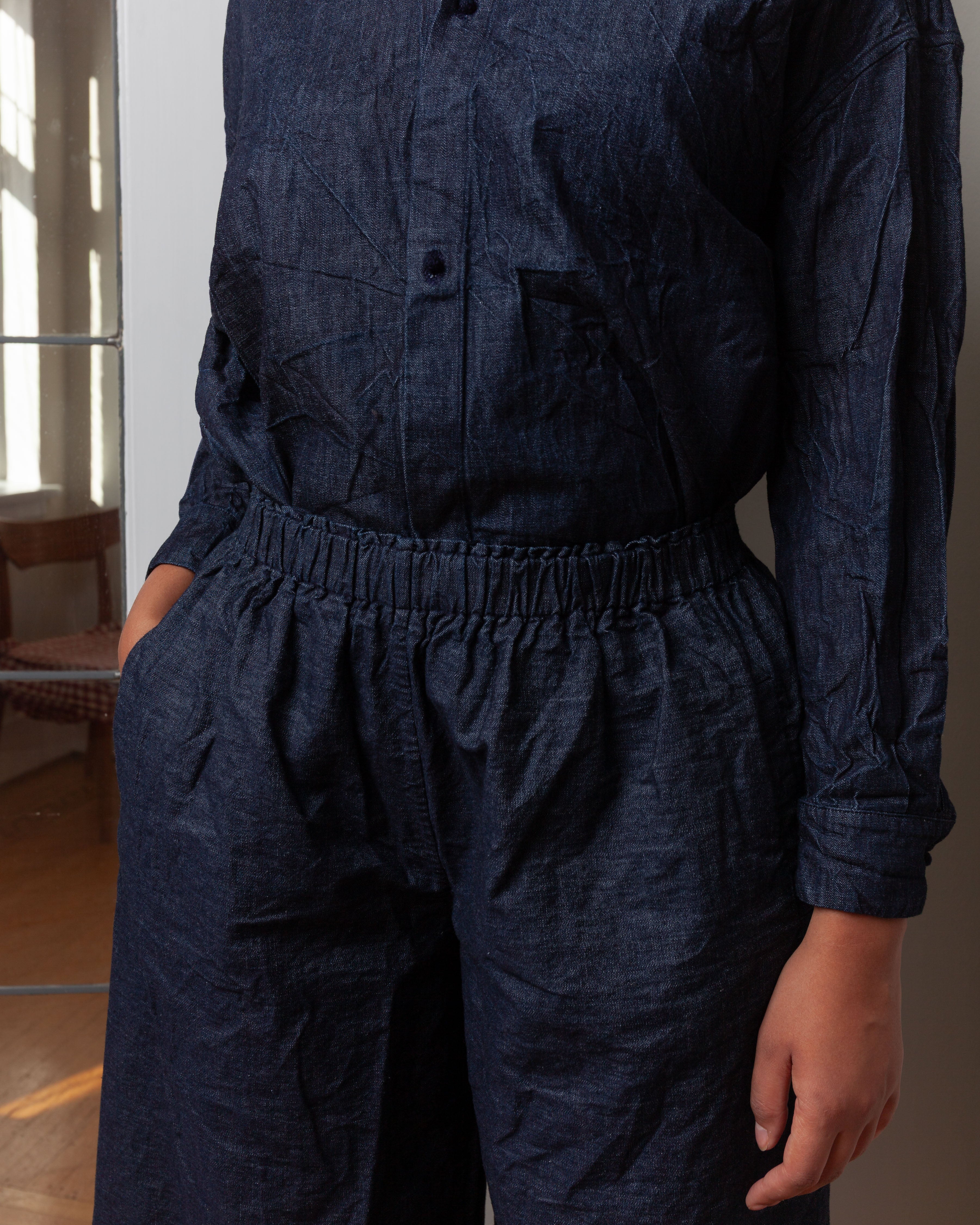Daniela Gregis-Washed Pajama Trousers w/Pockets - Dark Blue-Pants-Boboli-Vancouver-Canada