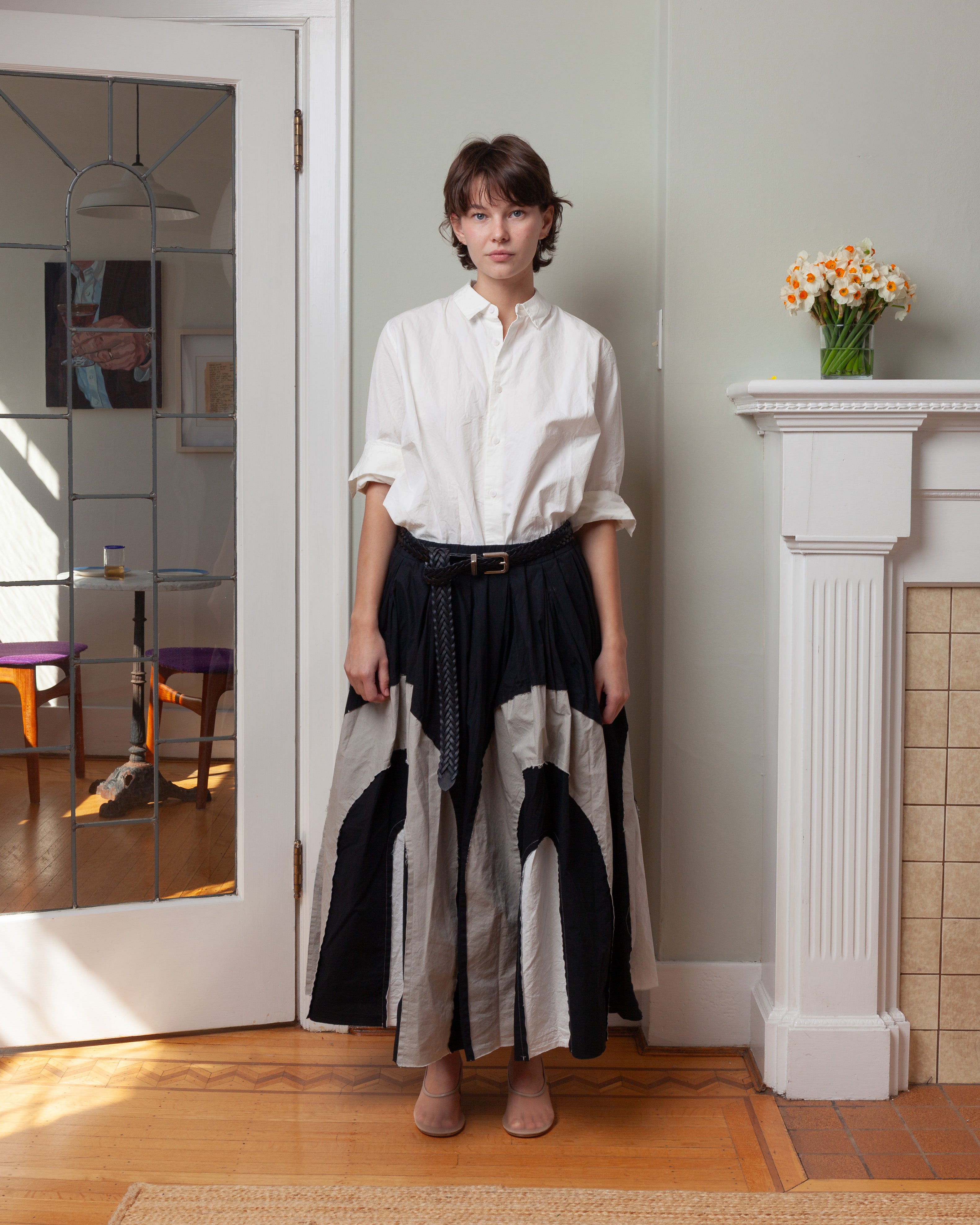 Casey Casey-Arch Skirt - Mixed Fabrics - Black-Skirts-Boboli-Vancouver-Canada
