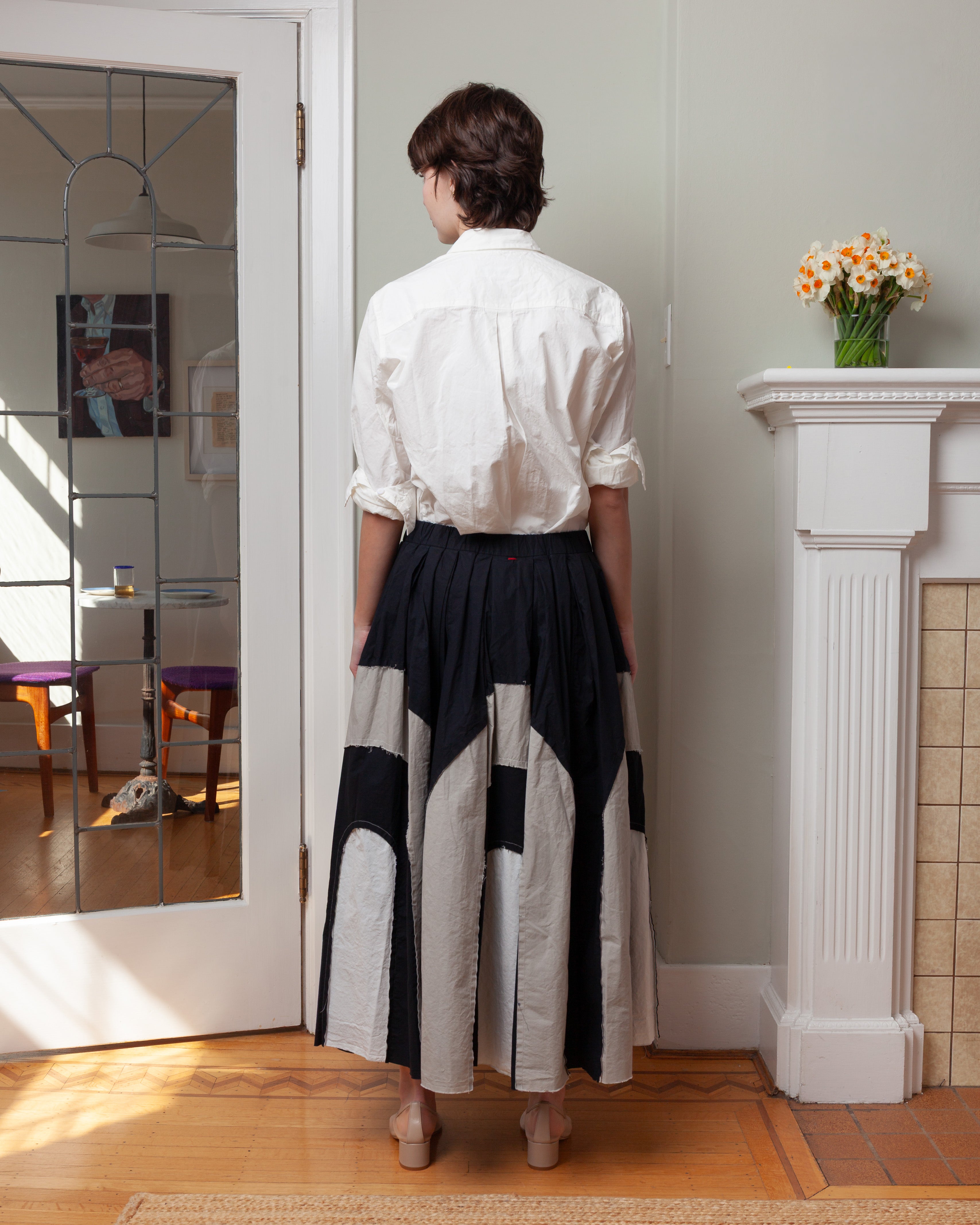 Casey Casey-Arch Skirt - Mixed Fabrics - Black-Skirts-Boboli-Vancouver-Canada