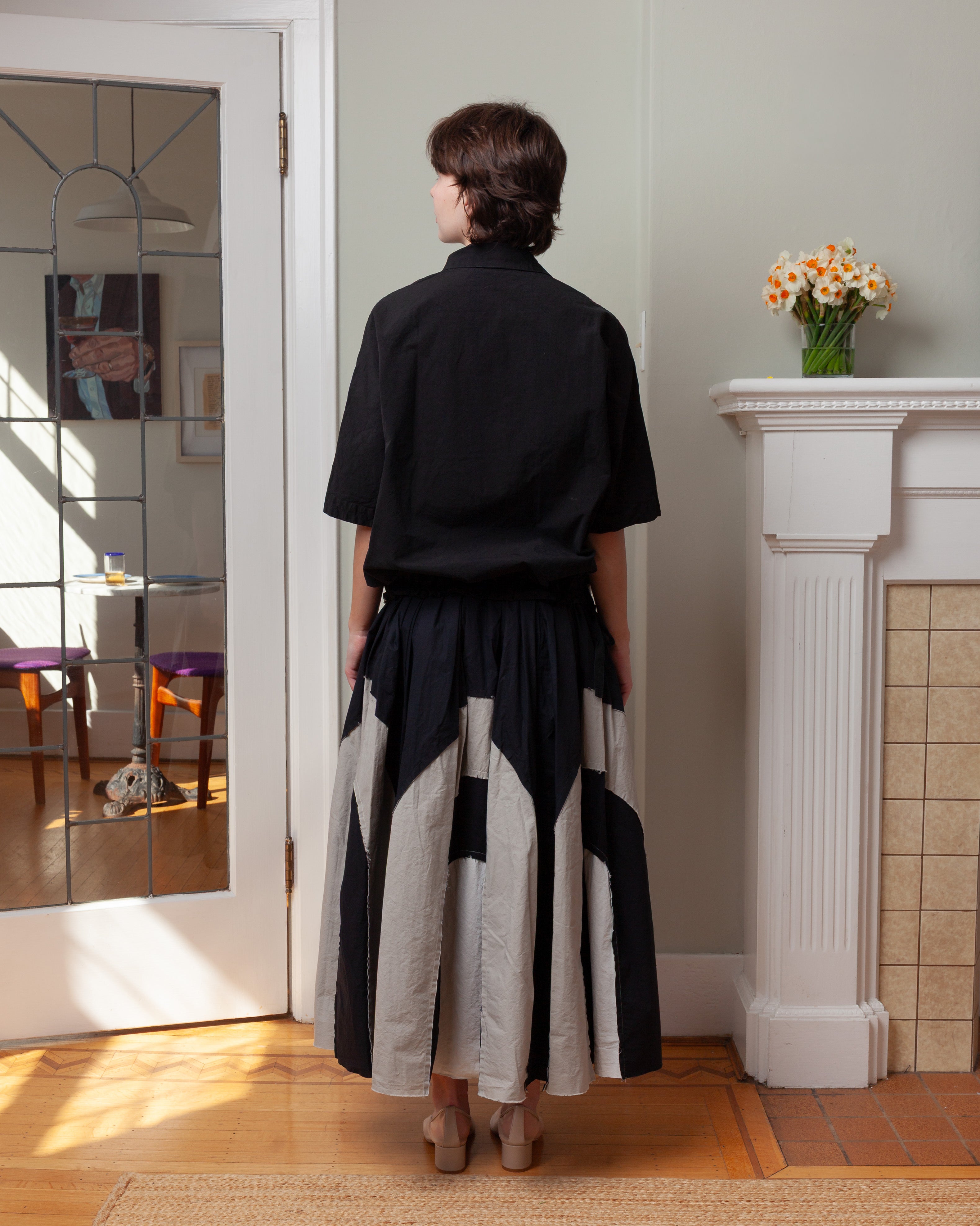 Casey Casey-Arch Shirt - Mixed Farbics - Black-Shirts-Boboli-Vancouver-Canada