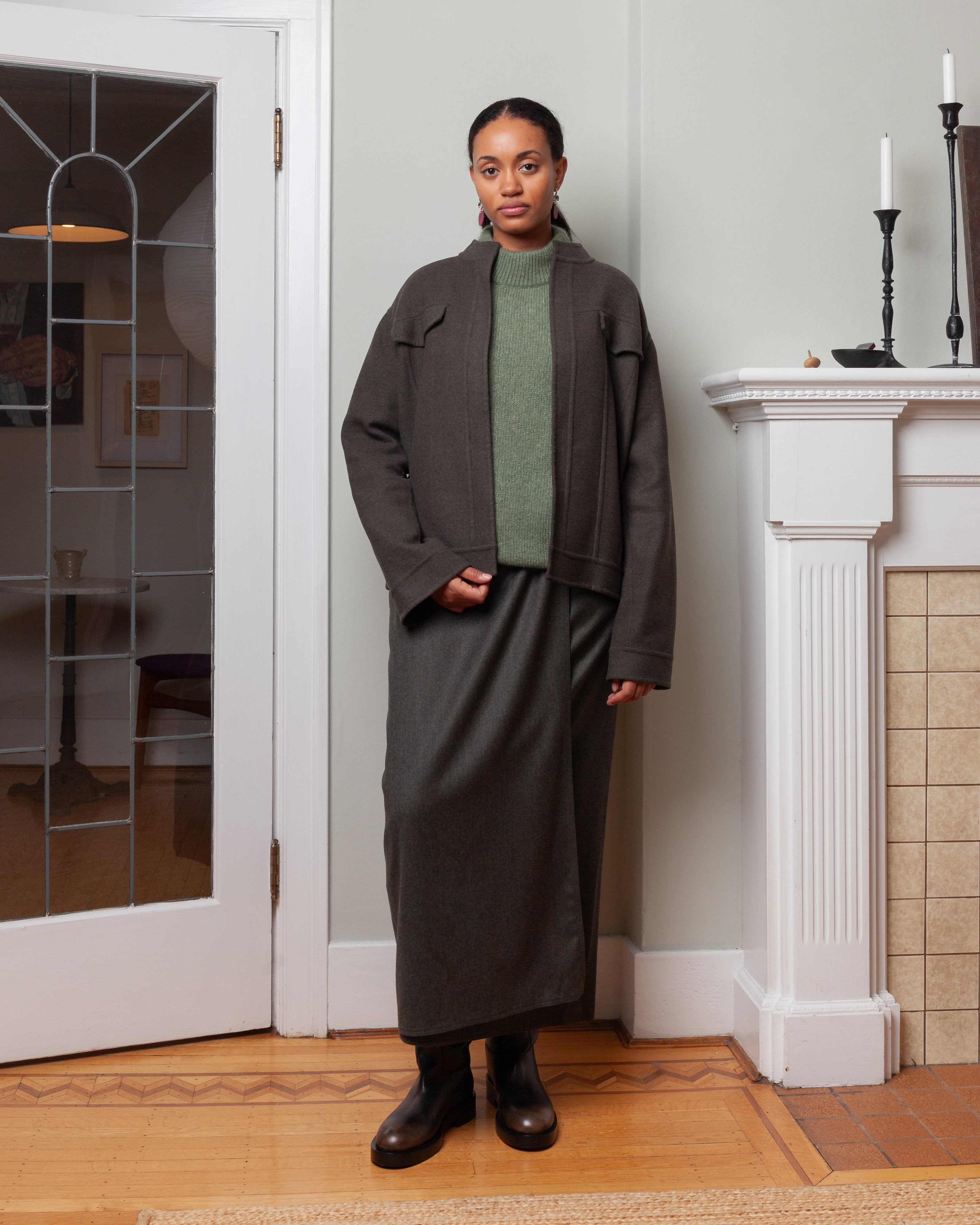 Long Sarong Skirt Flanella - Loden