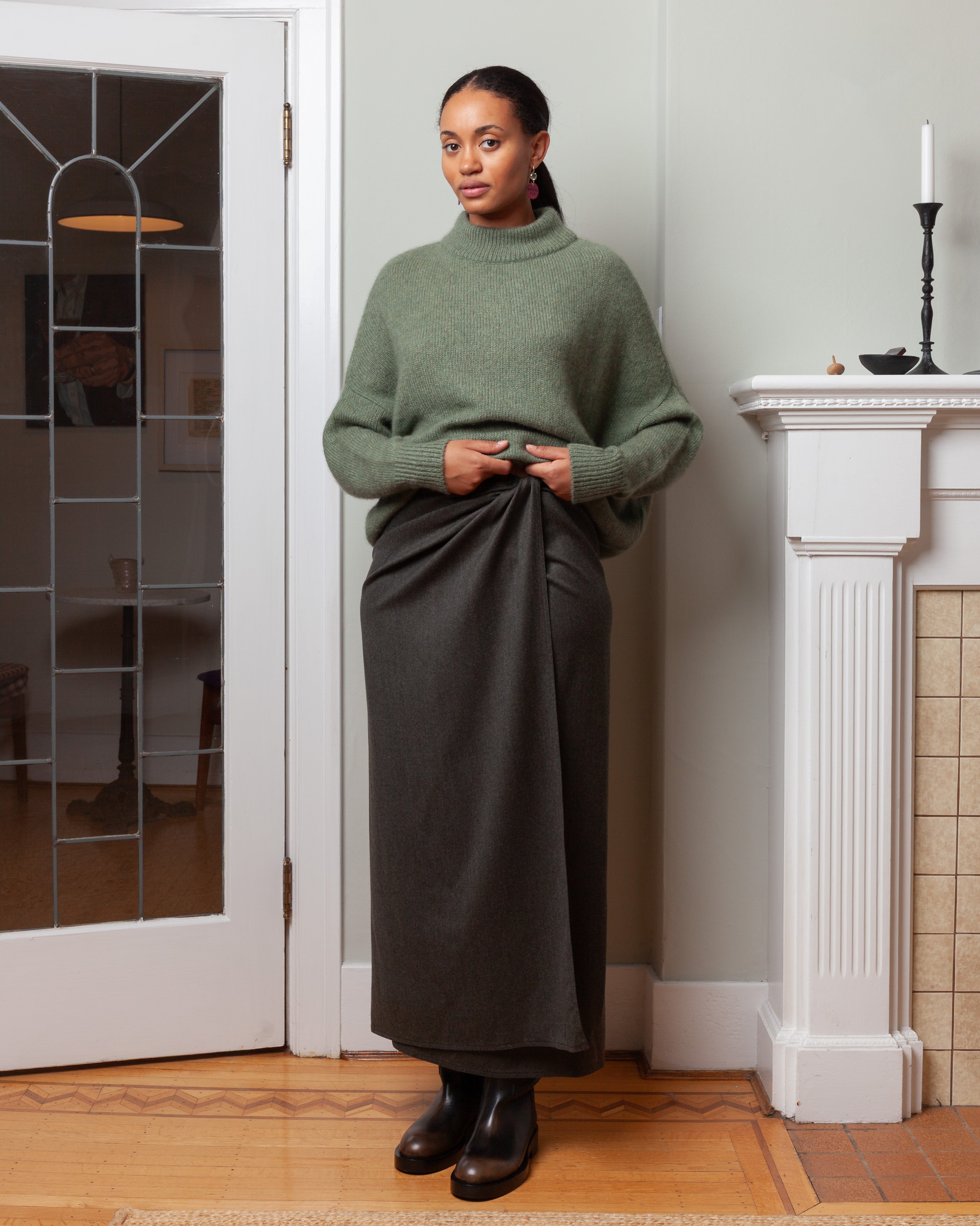 Long Sarong Skirt Flanella - Loden