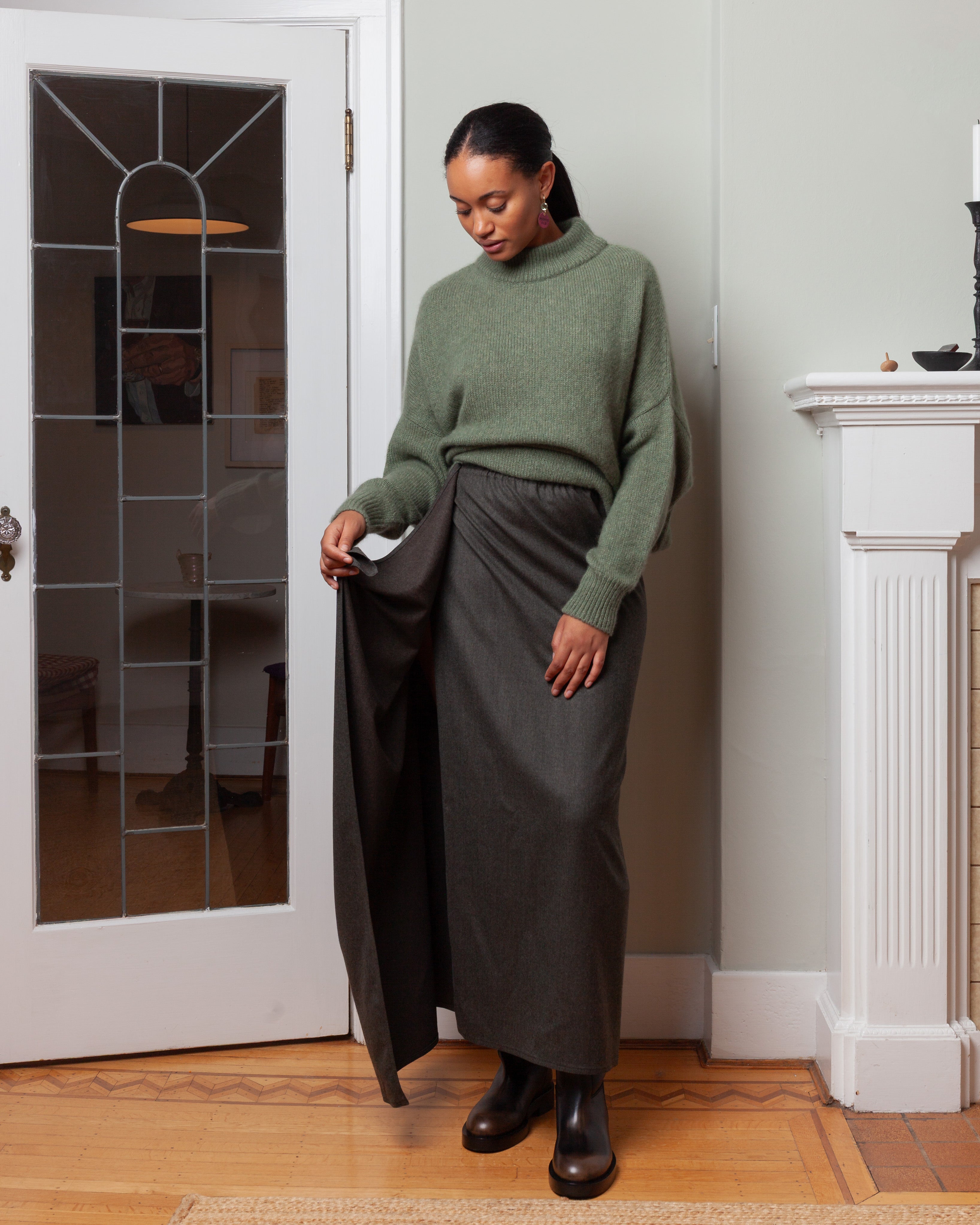 Long Sarong Skirt Flanella - Loden