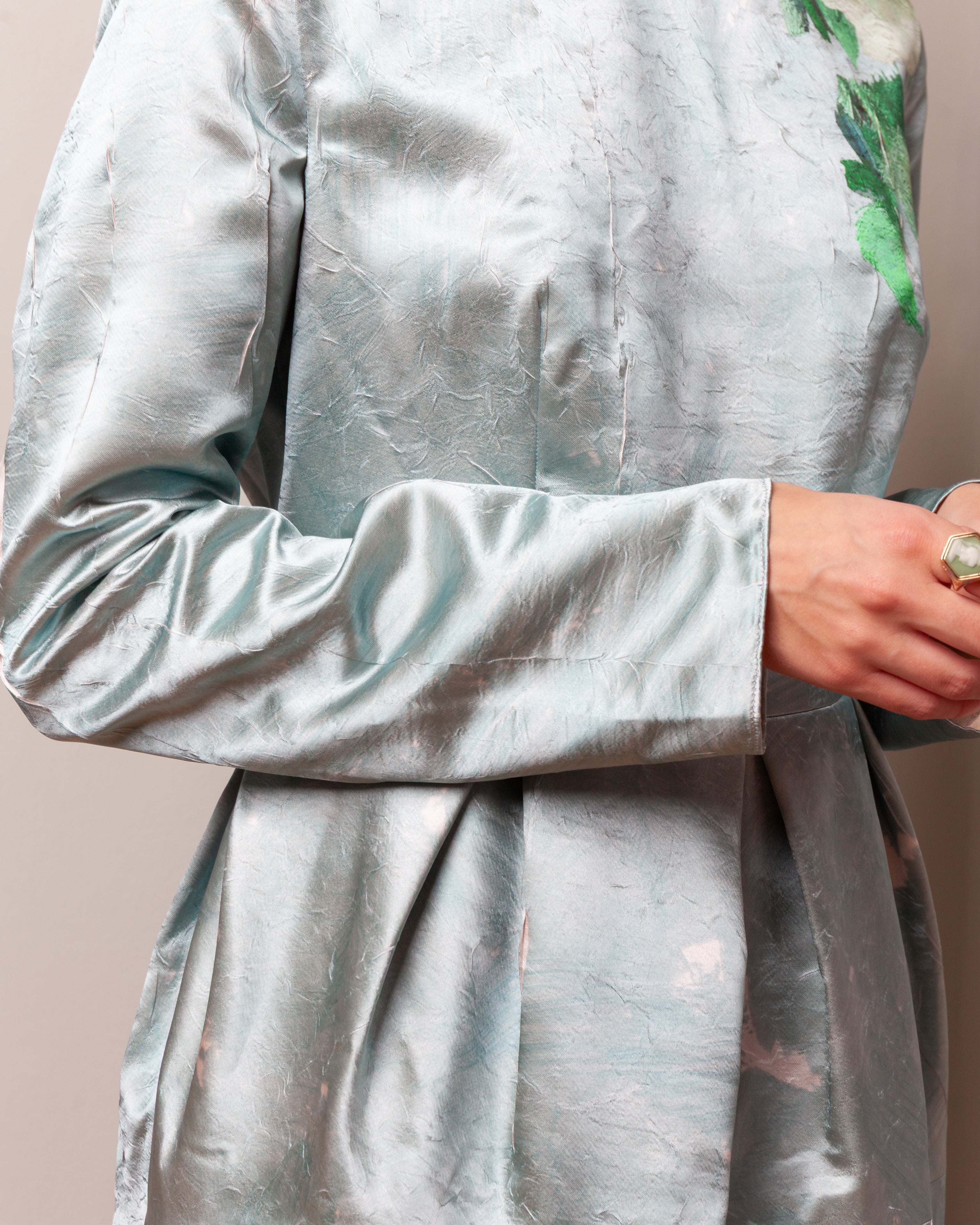 Long Sleeve Cocktail Dress - Exploded Rose Eggshell