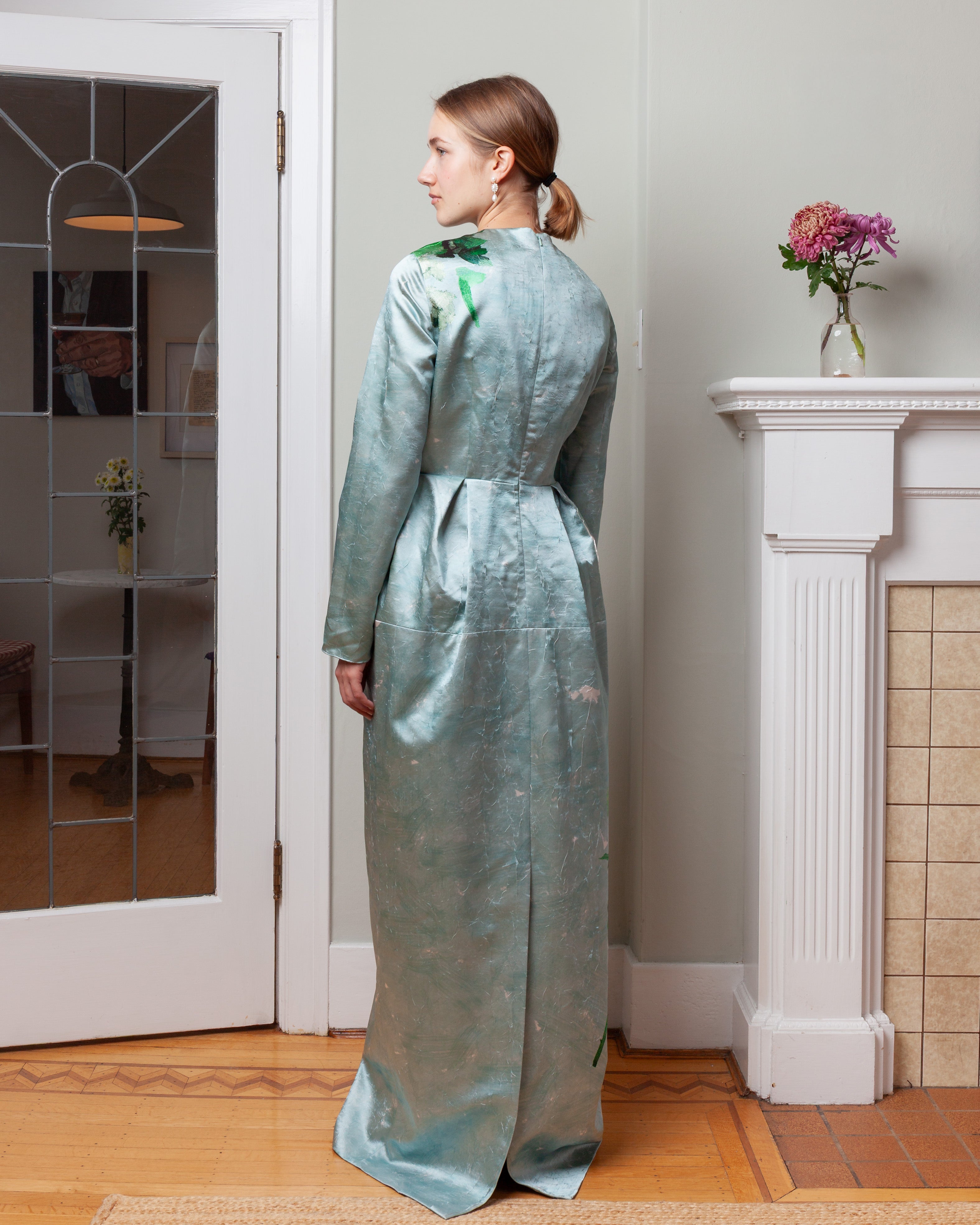 Long Sleeve Cocktail Dress - Exploded Rose Eggshell