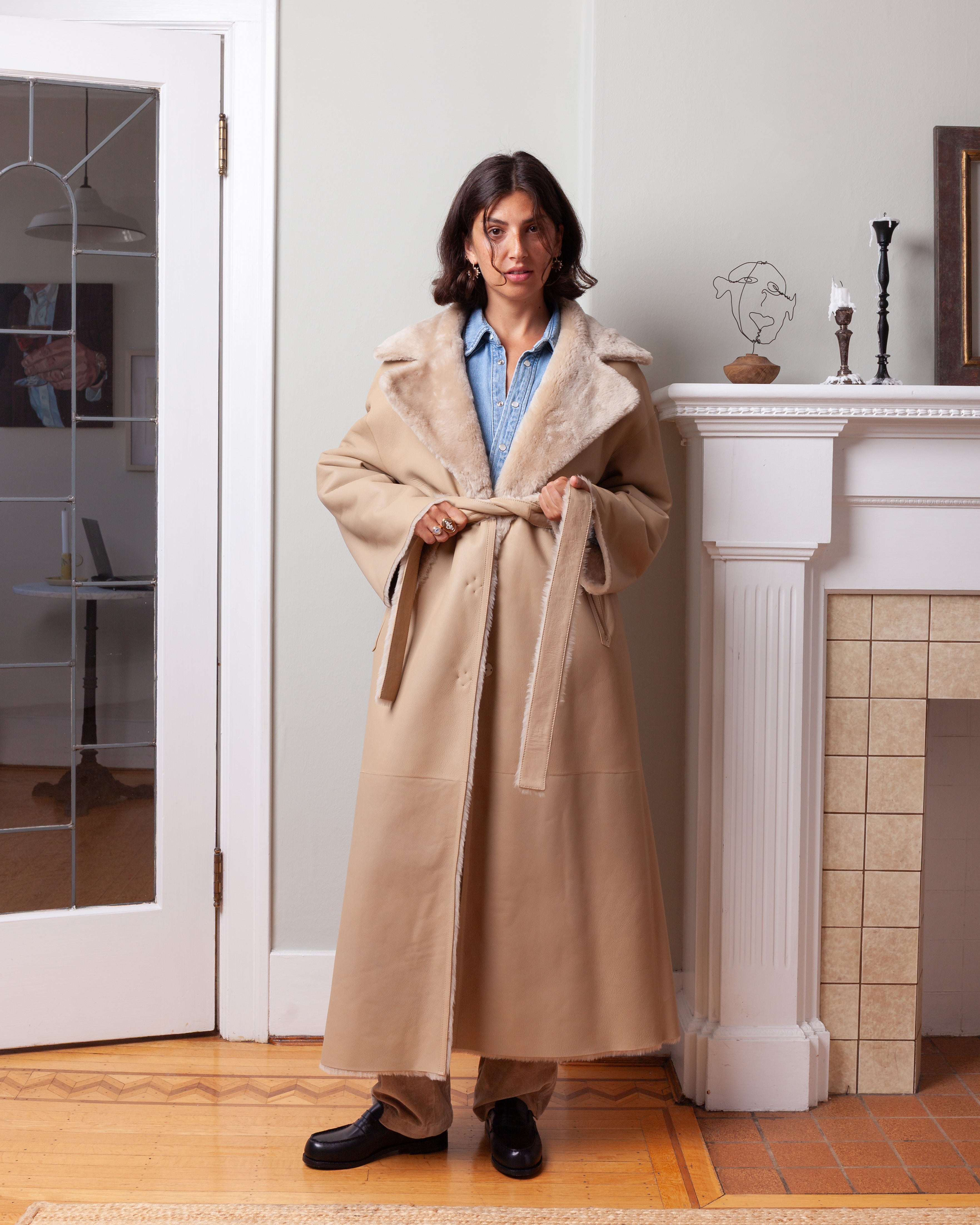 Arma-Rien Lacon Shearling & Suede Coat - Sand-Jackets-Boboli-Vancouver-Canada