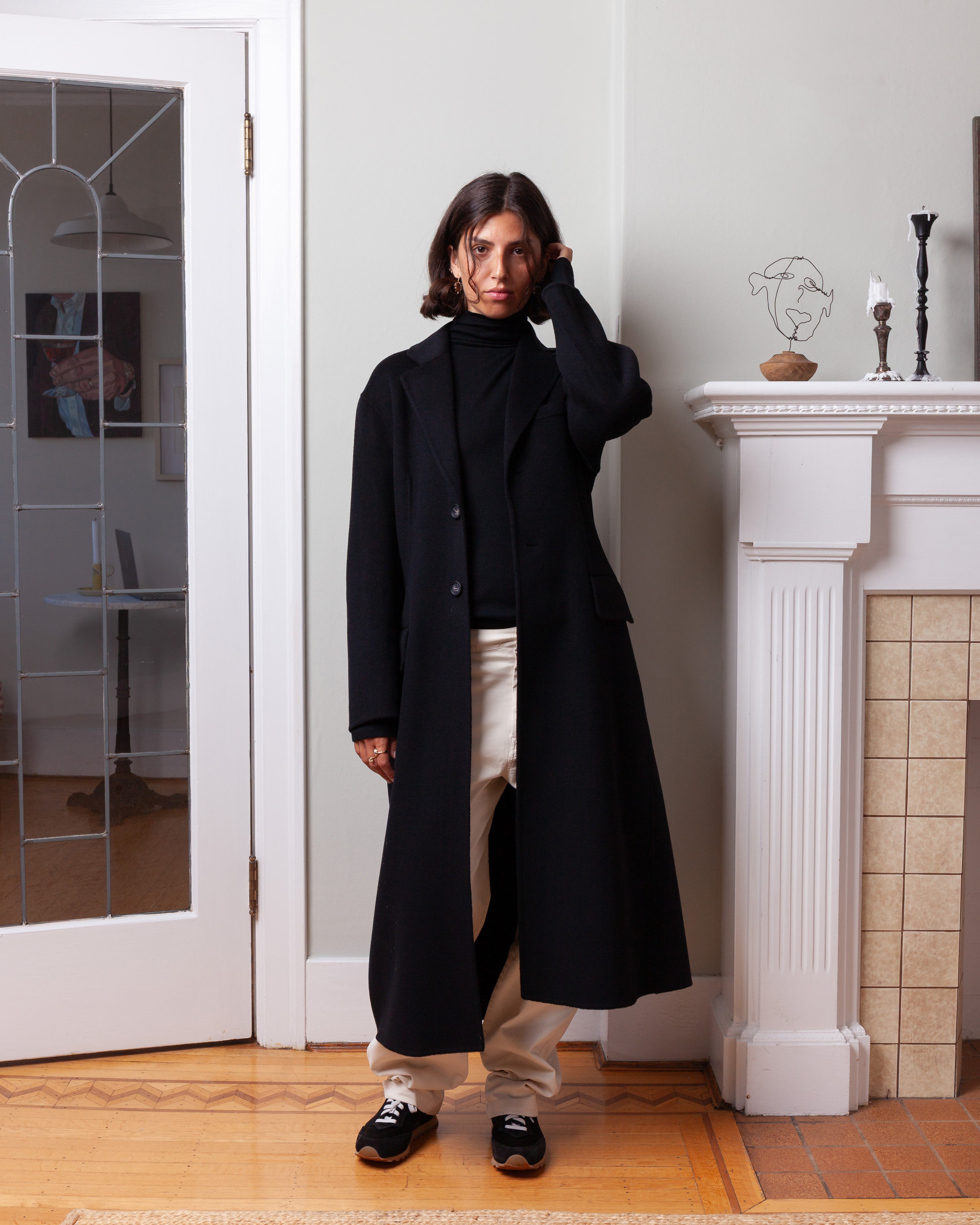 Vis A Vis-Cinched Waist Handmade Coat - Black-Coats-Boboli-Vancouver-Canada