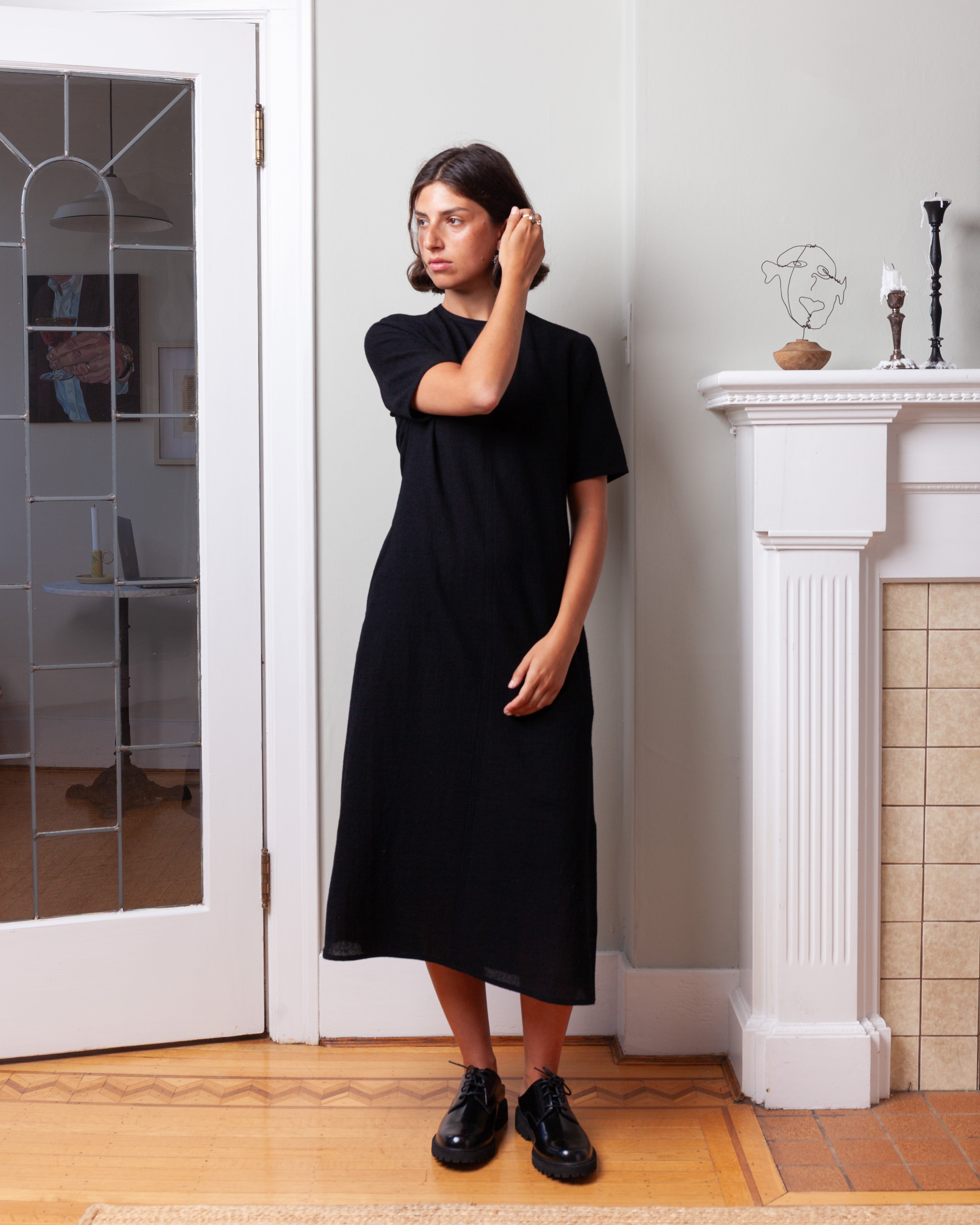 Vis A Vis-Half Sleeved Wool Dress - Black-Dresses-Boboli-Vancouver-Canada