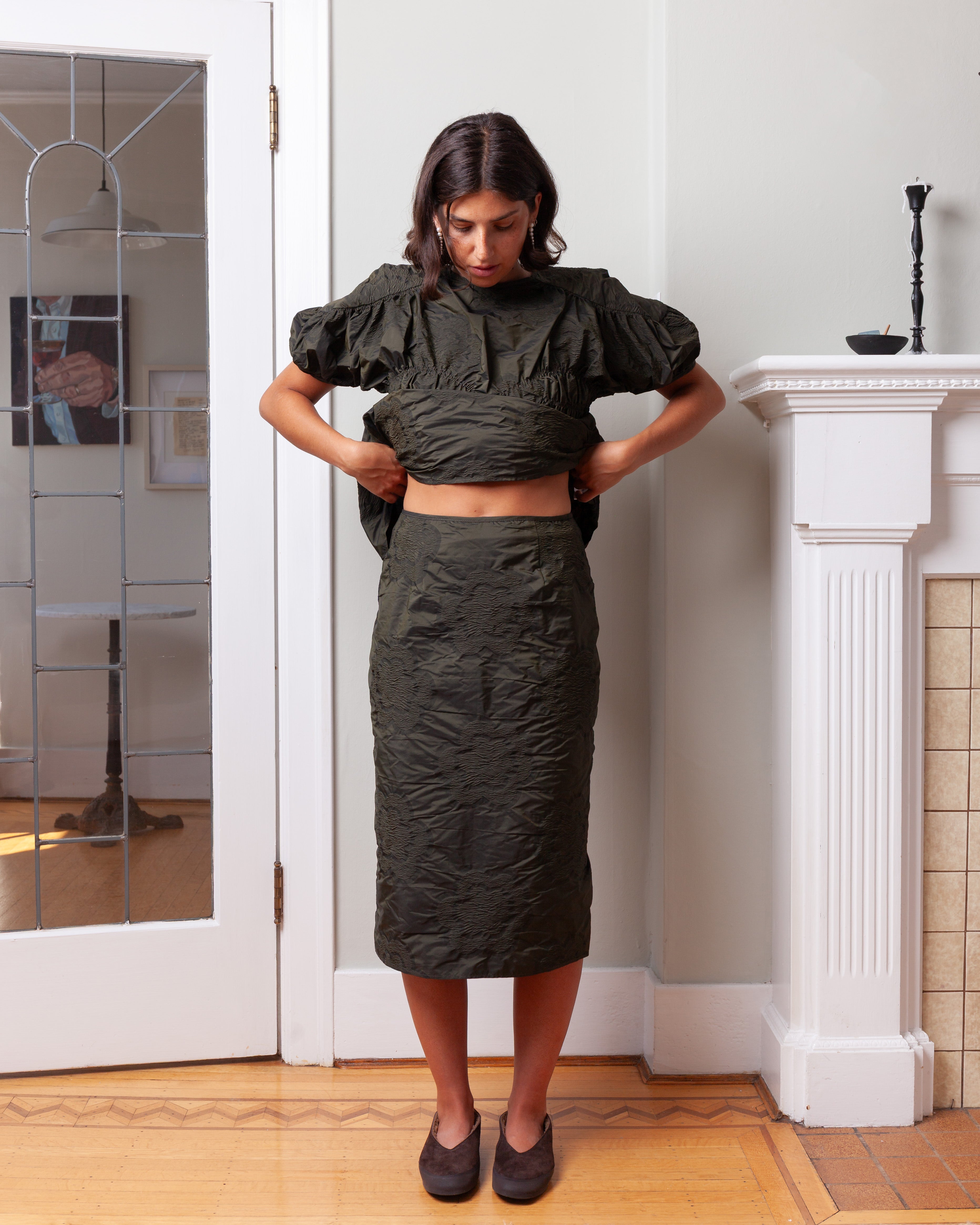 Cecilie Bahnsen-Allegra Skirt - Olive-Skirts-Boboli-Vancouver-Canada