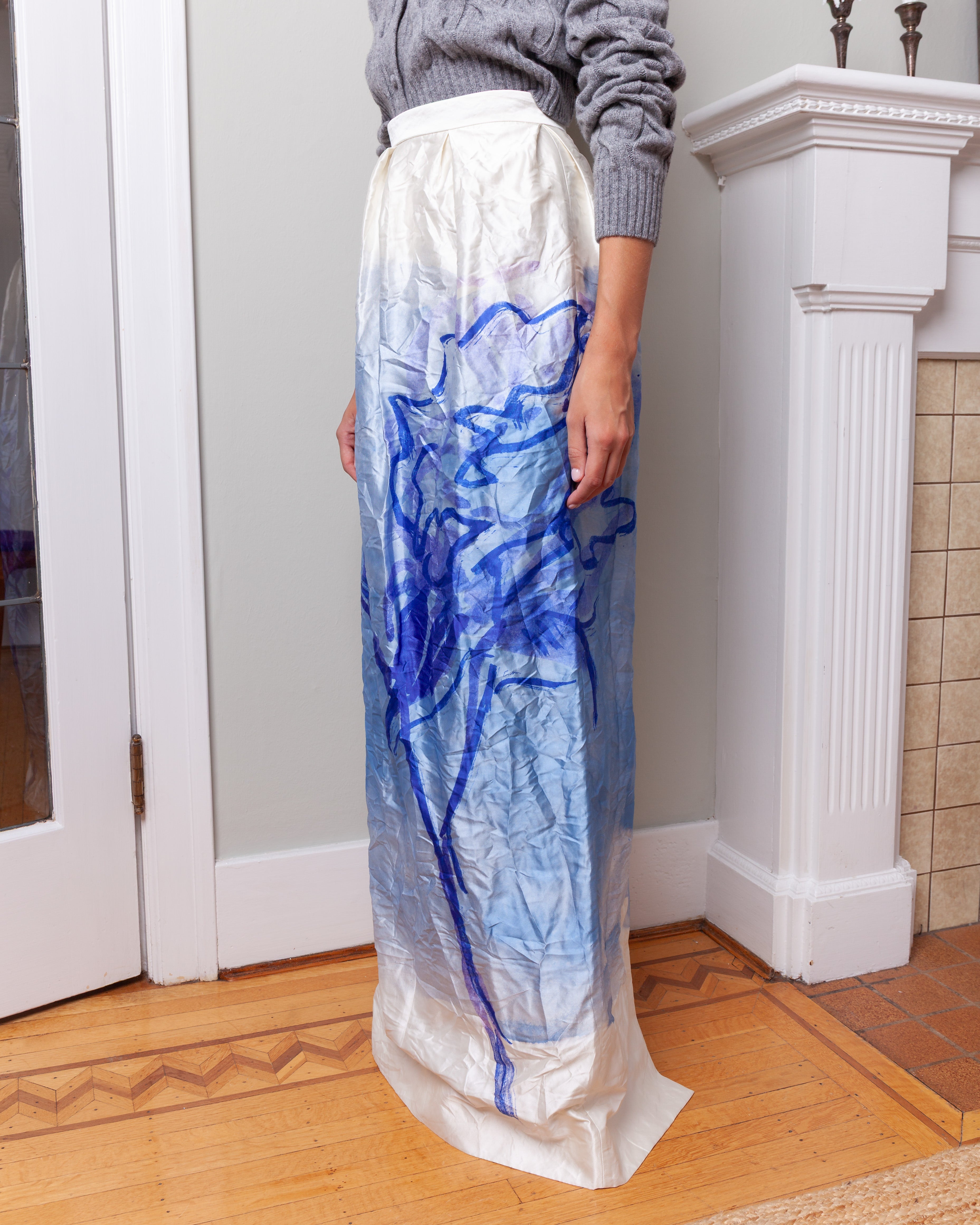 Pencil Cocktail Skirt - Midnight Bloom