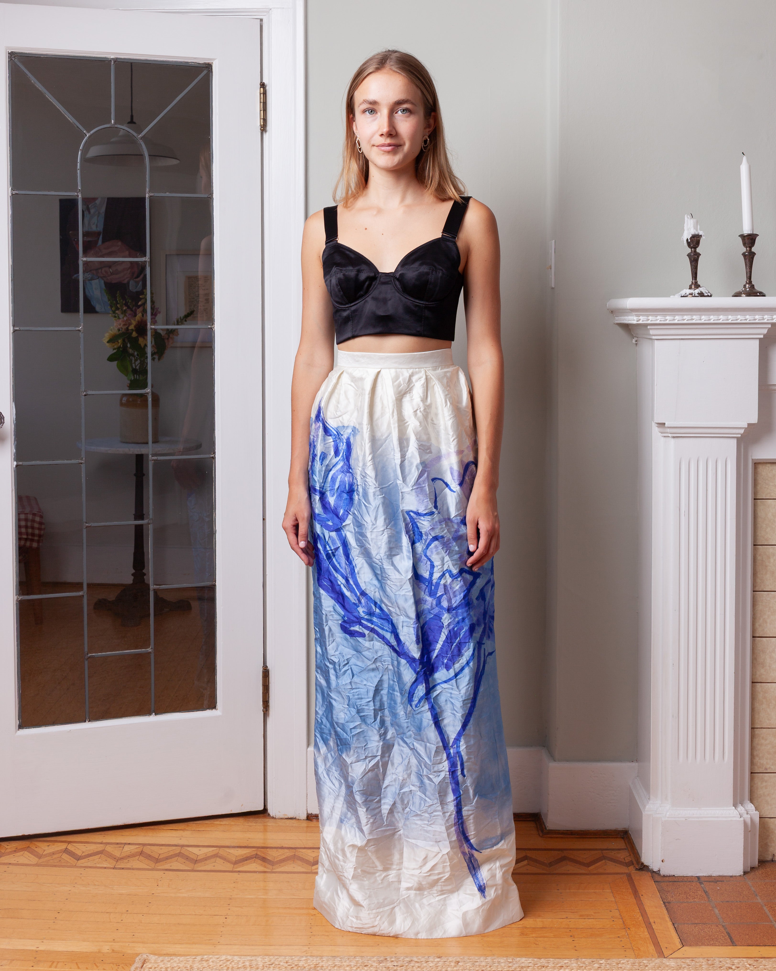 Pencil Cocktail Skirt - Midnight Bloom