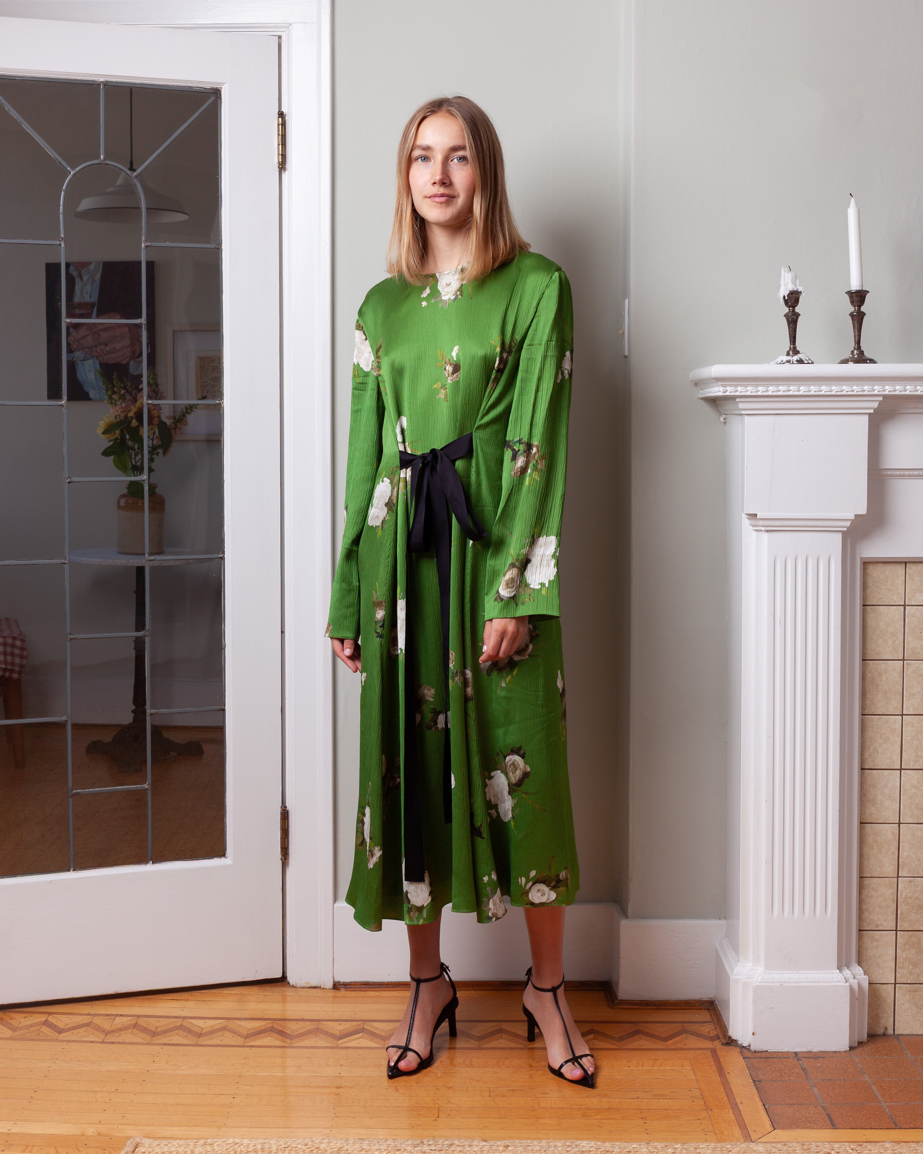 Long Sleeve Midi Dress - Painted Rose