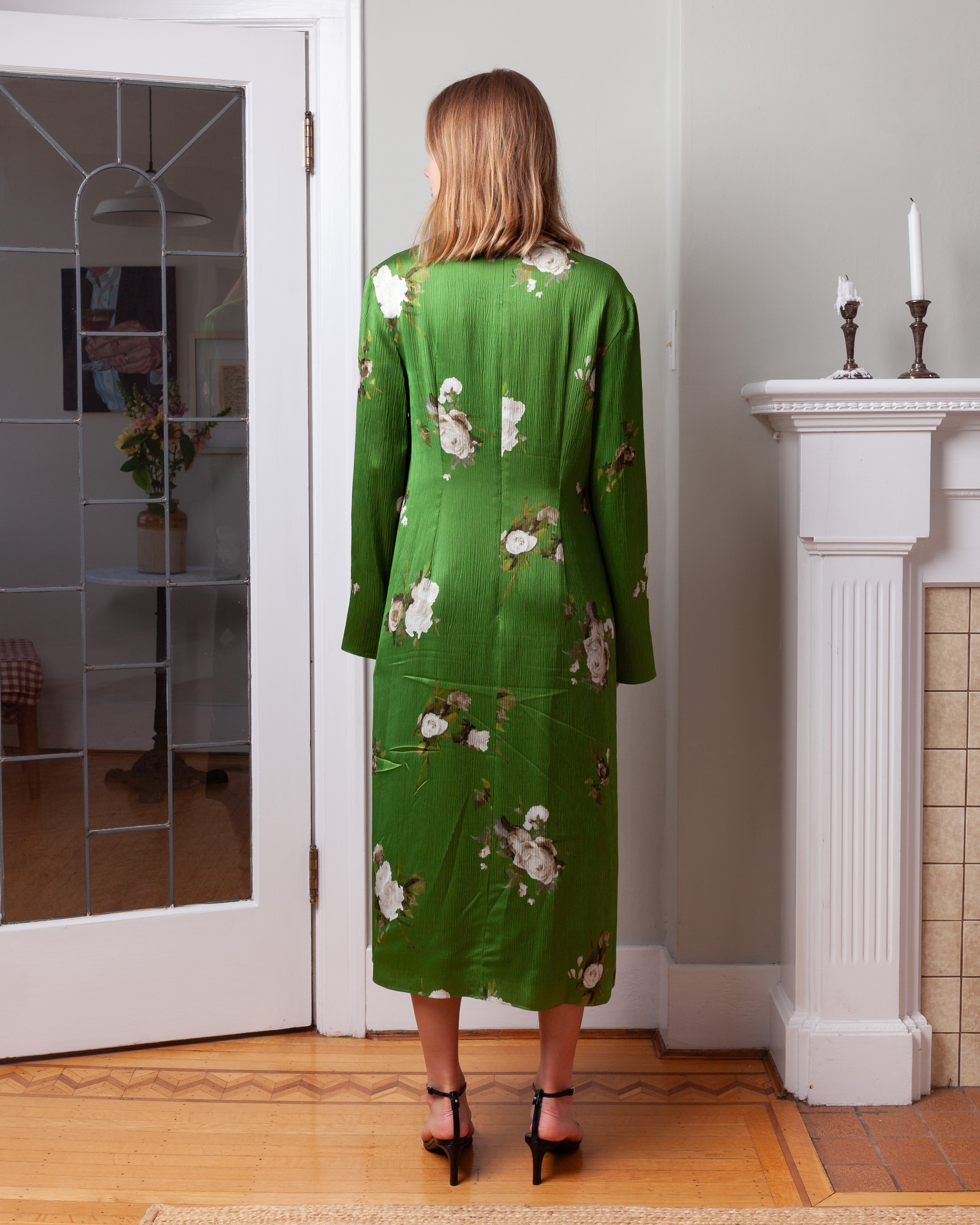 Long Sleeve Midi Dress - Painted Rose