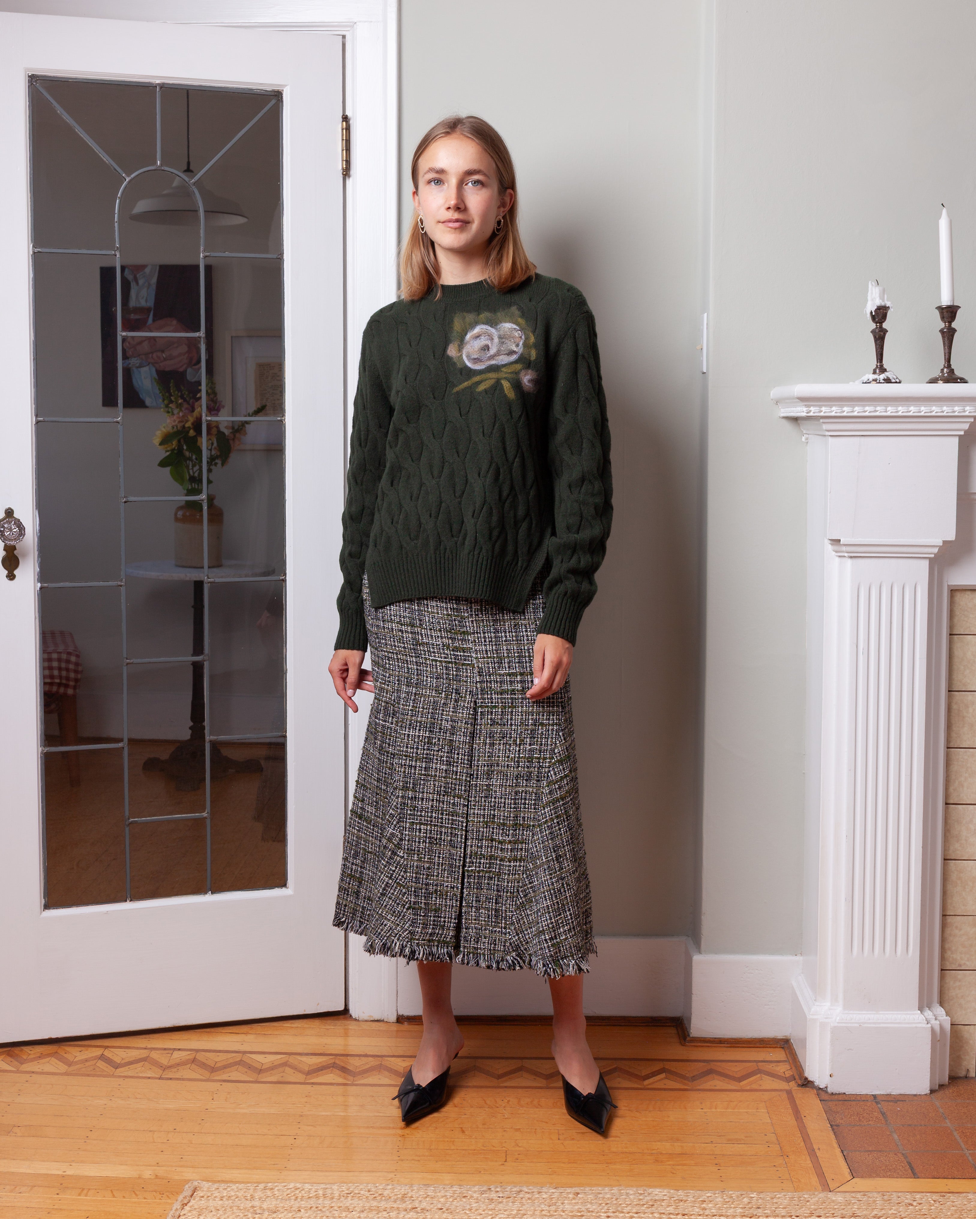Crew Neck Jumper - Dark Olive