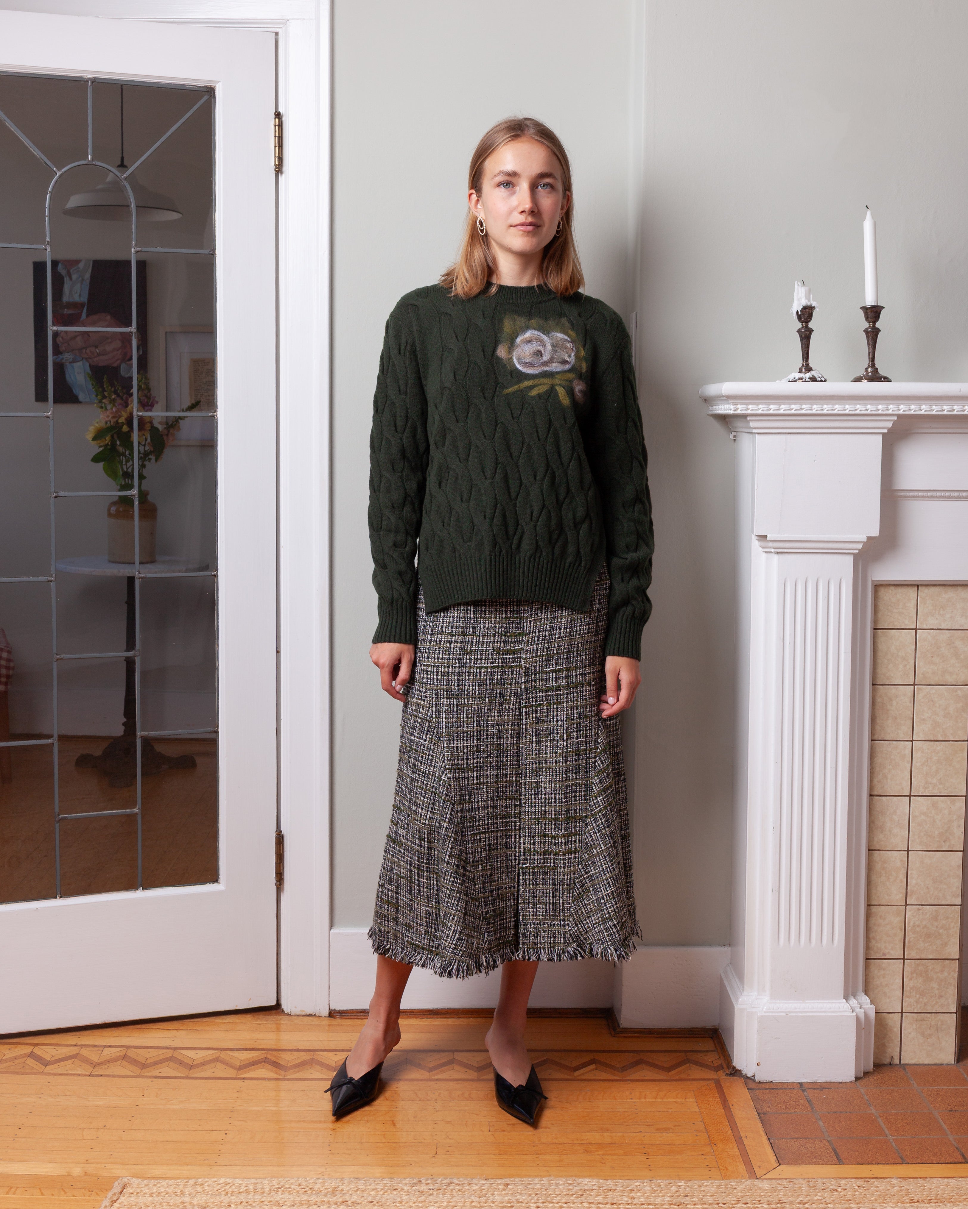 Crew Neck Jumper - Dark Olive