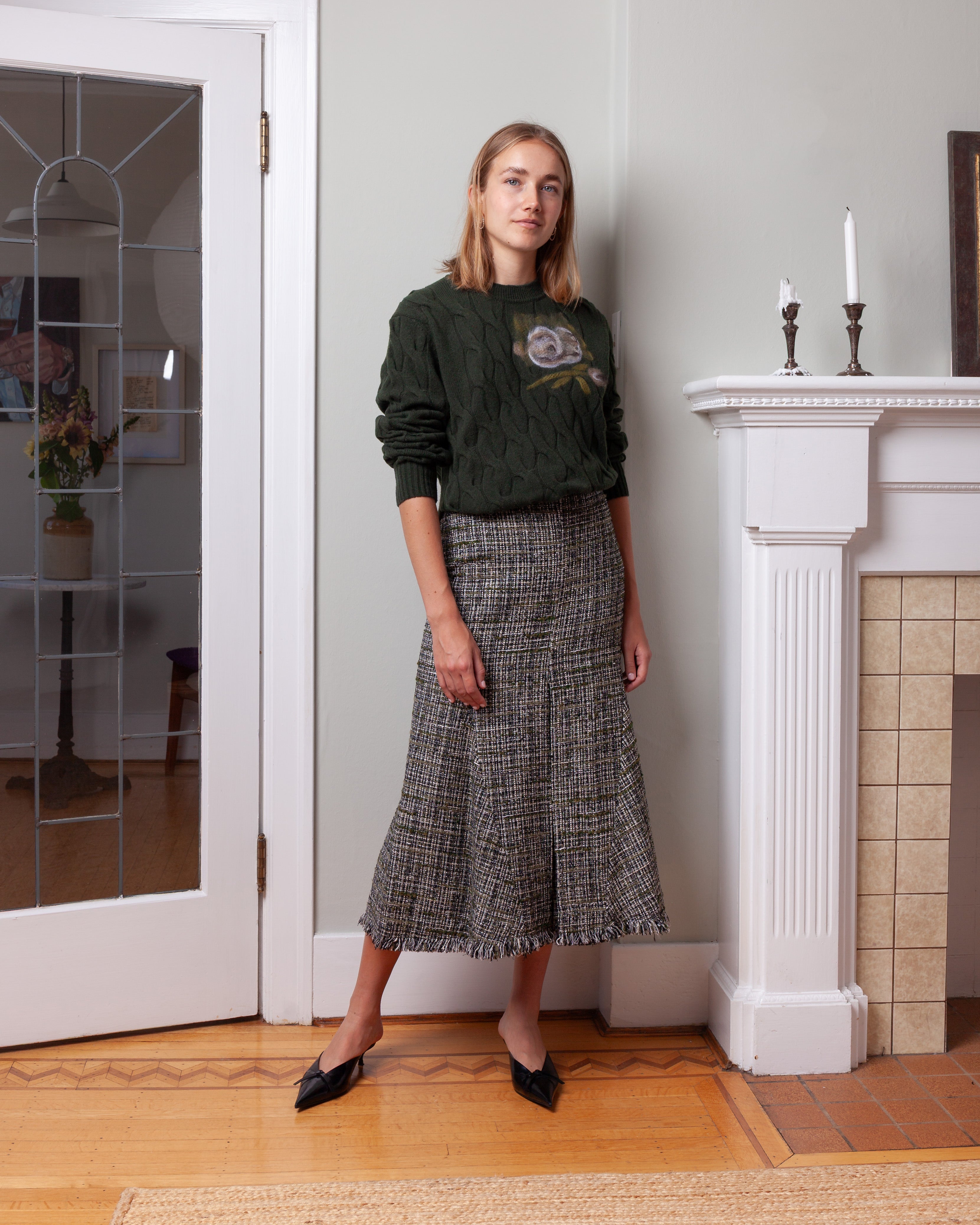 Pencil Midi Skirt - Dark Olive
