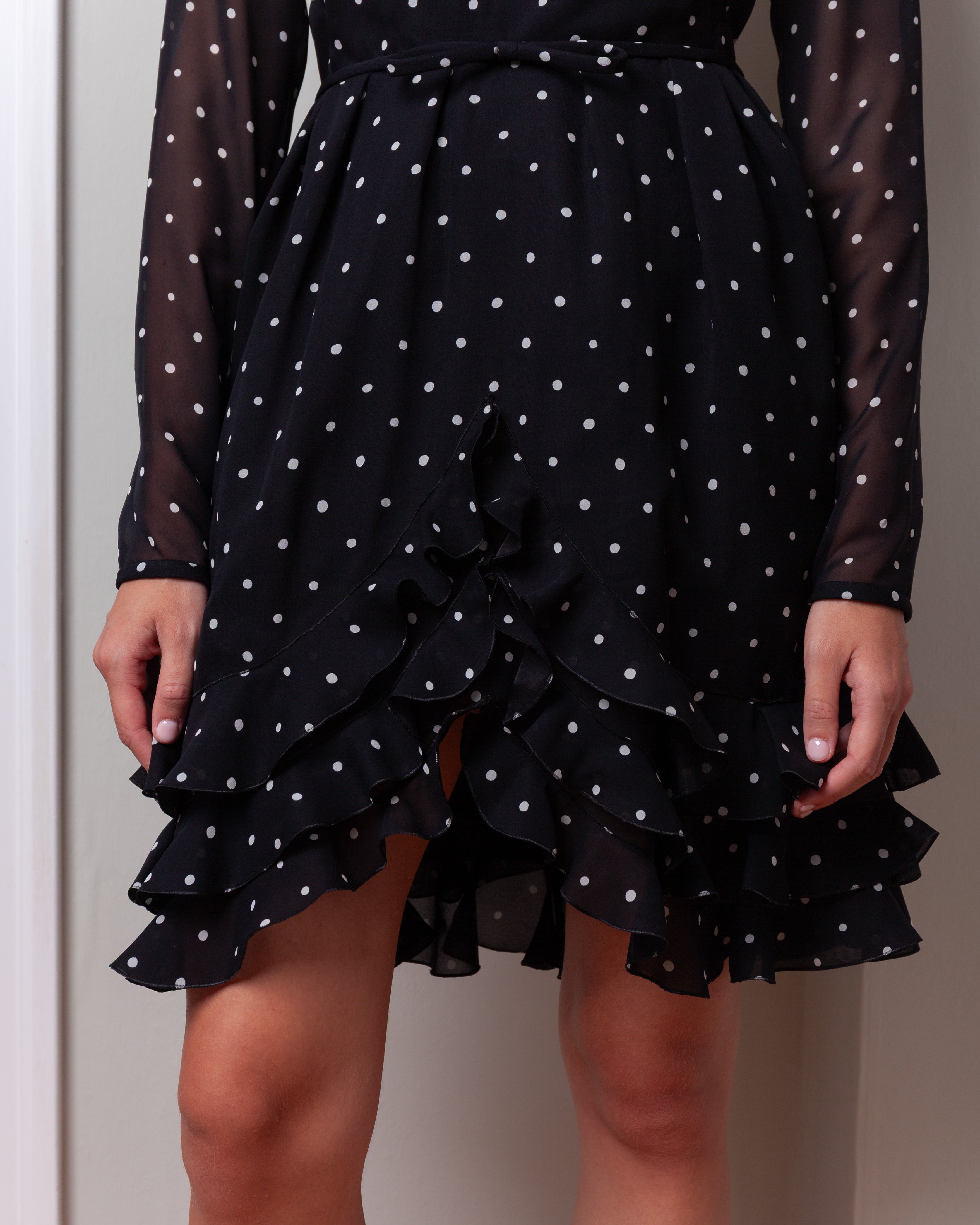 Giambattista Valli-Short Silk Dress w/Ruffles - Black-Dresses-Boboli-Vancouver-Canada