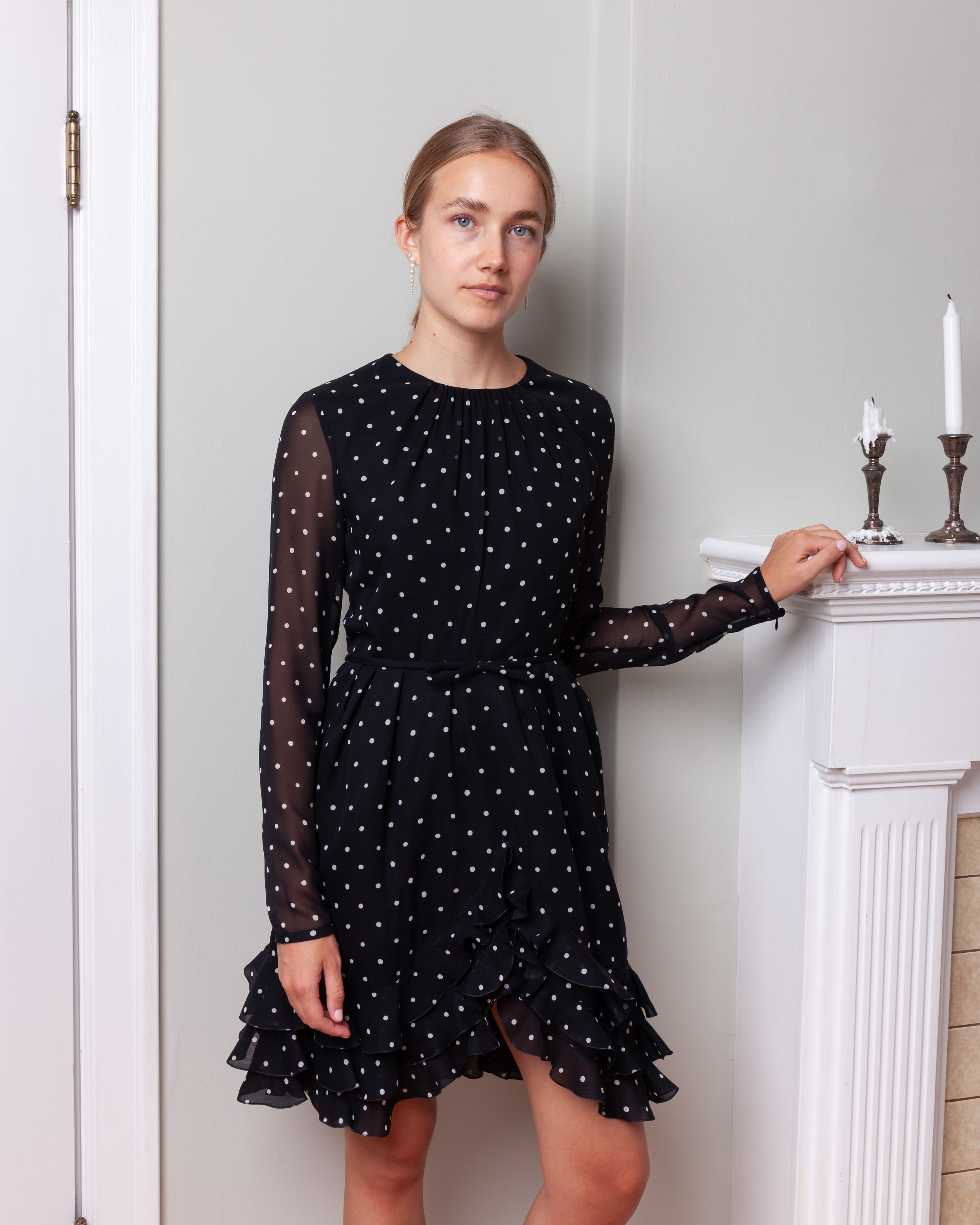Giambattista Valli-Short Silk Dress w/Ruffles - Black-Dresses-Boboli-Vancouver-Canada