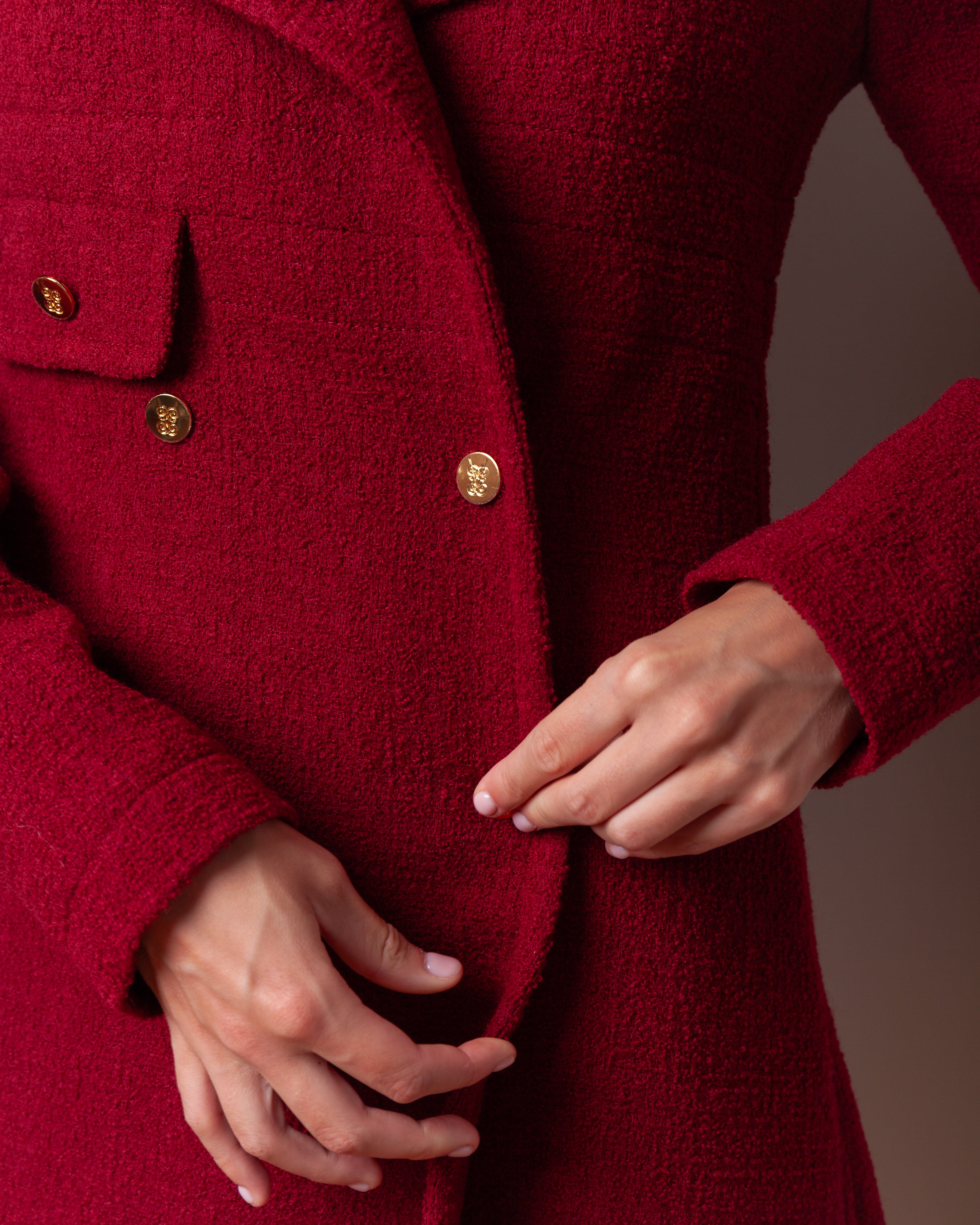 Giambattista Valli-Mid-Length Coat in Boucle - Titan Red-Coats-Boboli-Vancouver-Canada