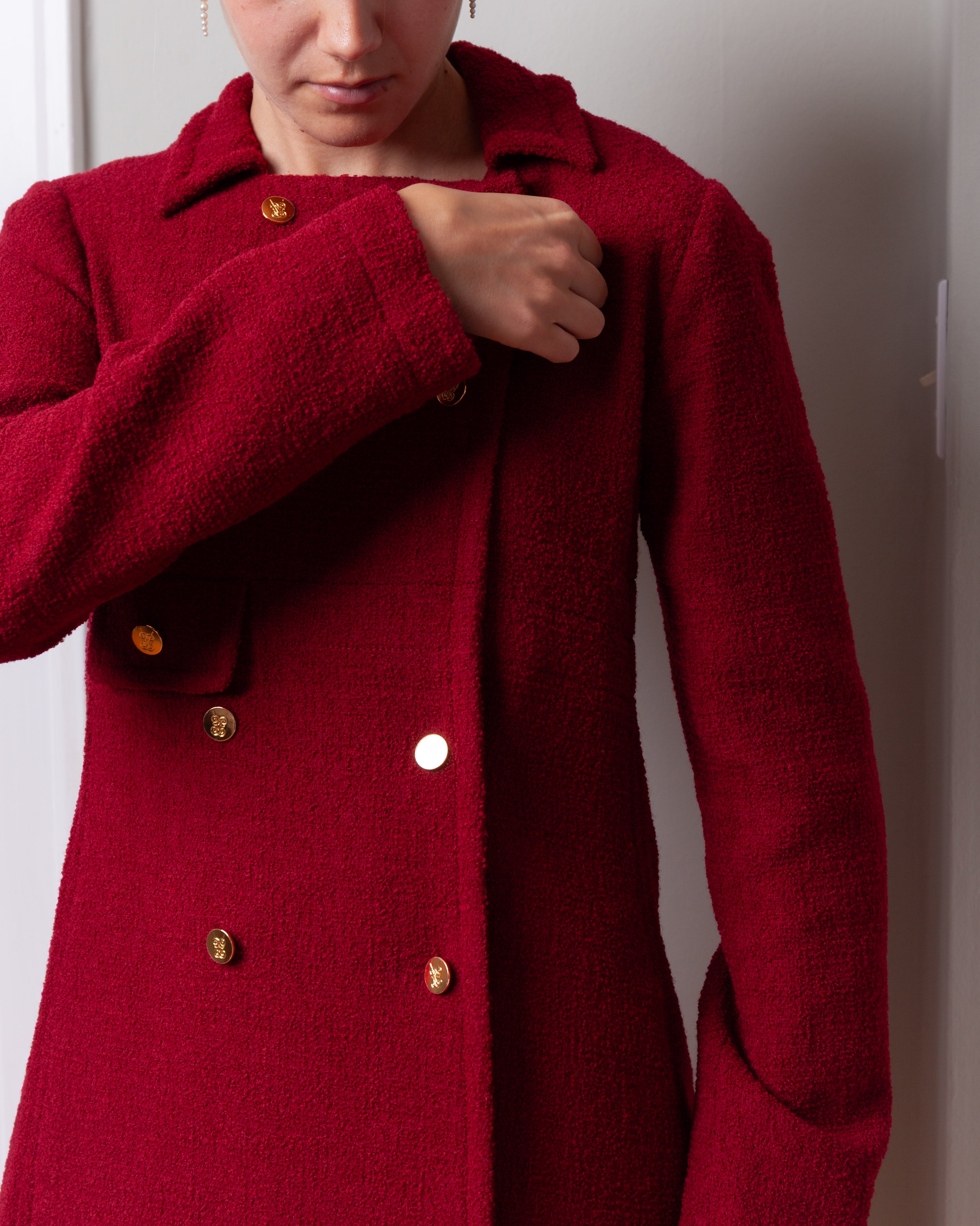 Giambattista Valli-Mid-Length Coat in Boucle - Titan Red-Coats-Boboli-Vancouver-Canada