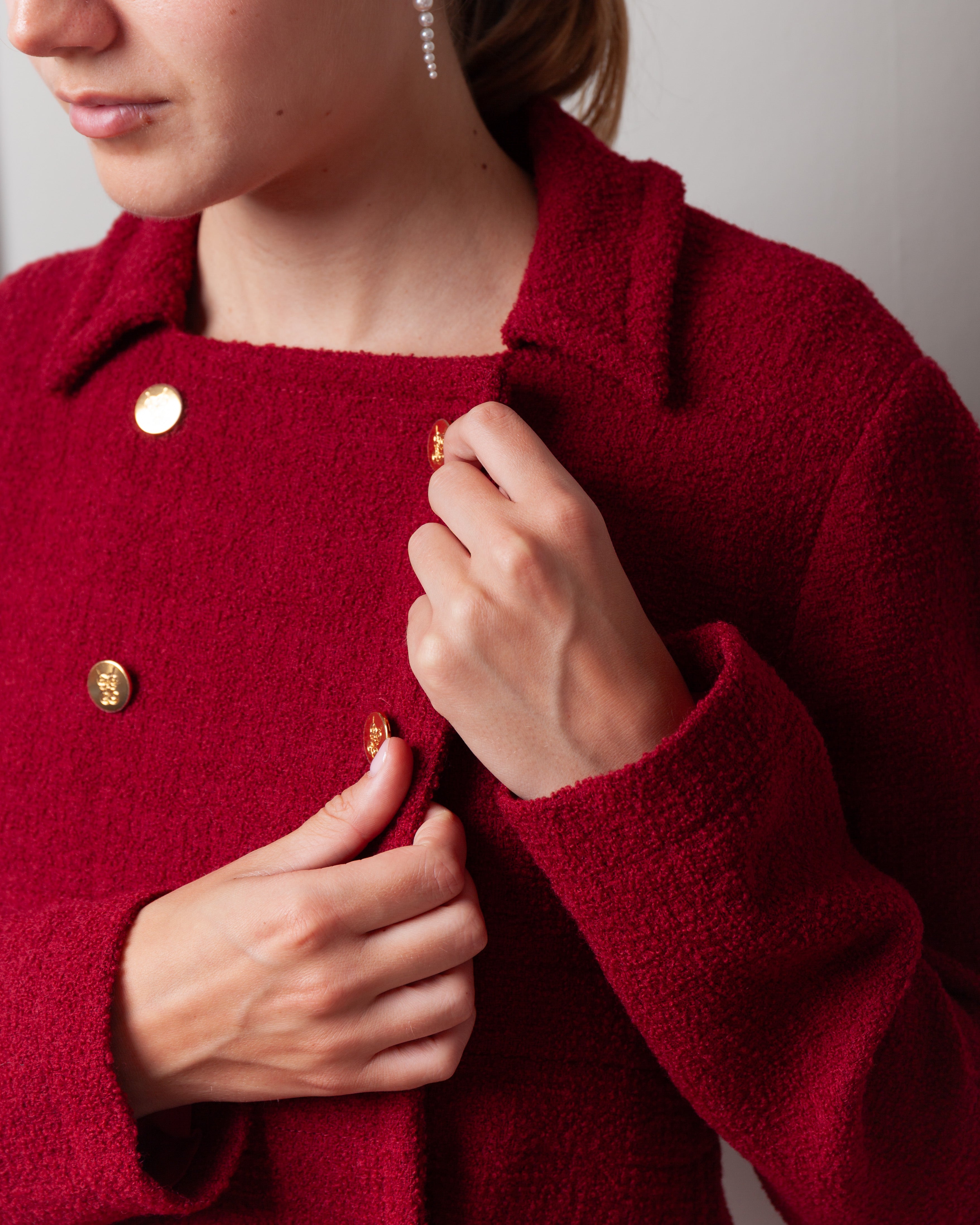 Giambattista Valli-Mid-Length Coat in Boucle - Titan Red-Coats-Boboli-Vancouver-Canada