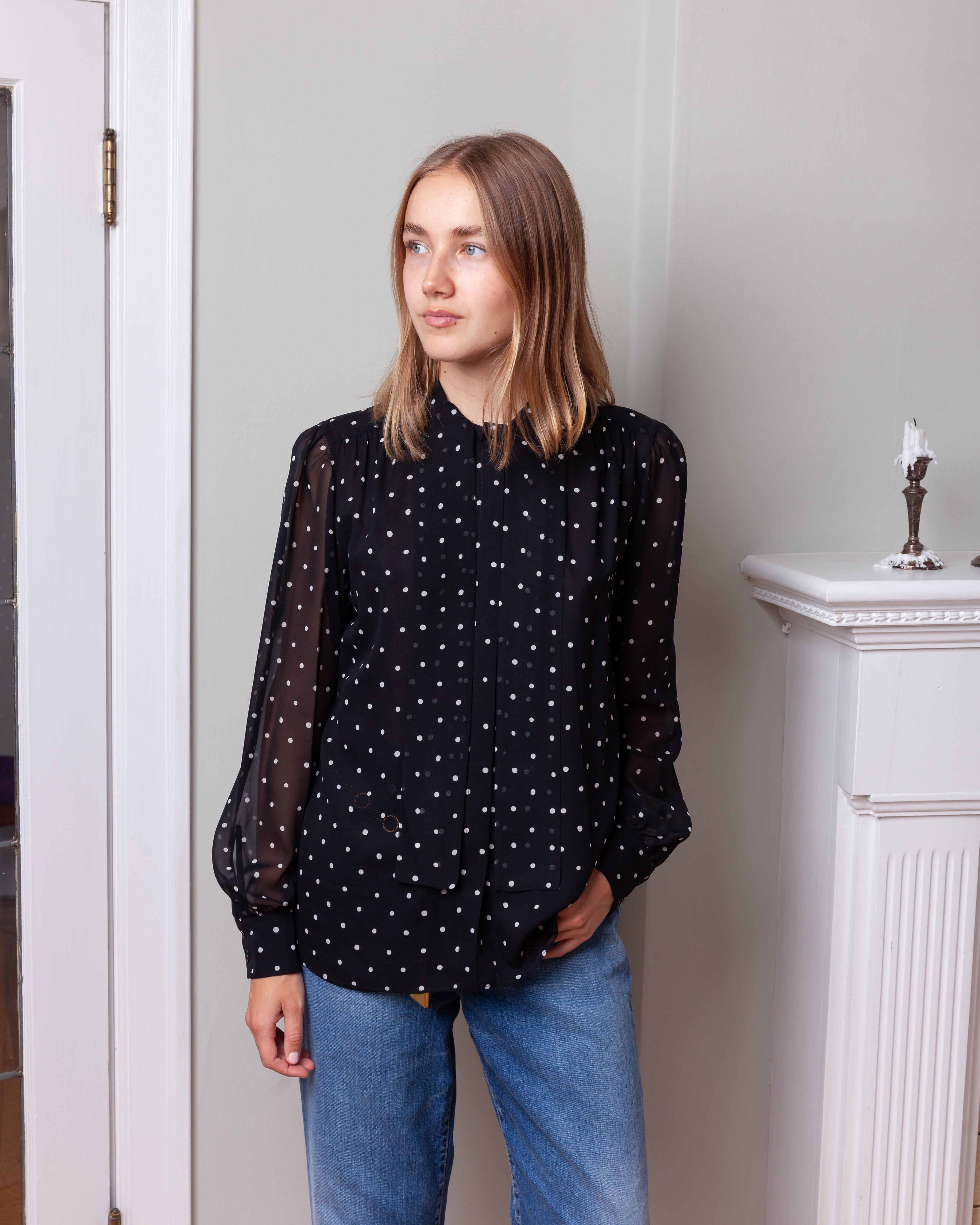 Giambattista Valli-Blouse w/Polka Dots - Black/White-Tops-Boboli-Vancouver-Canada