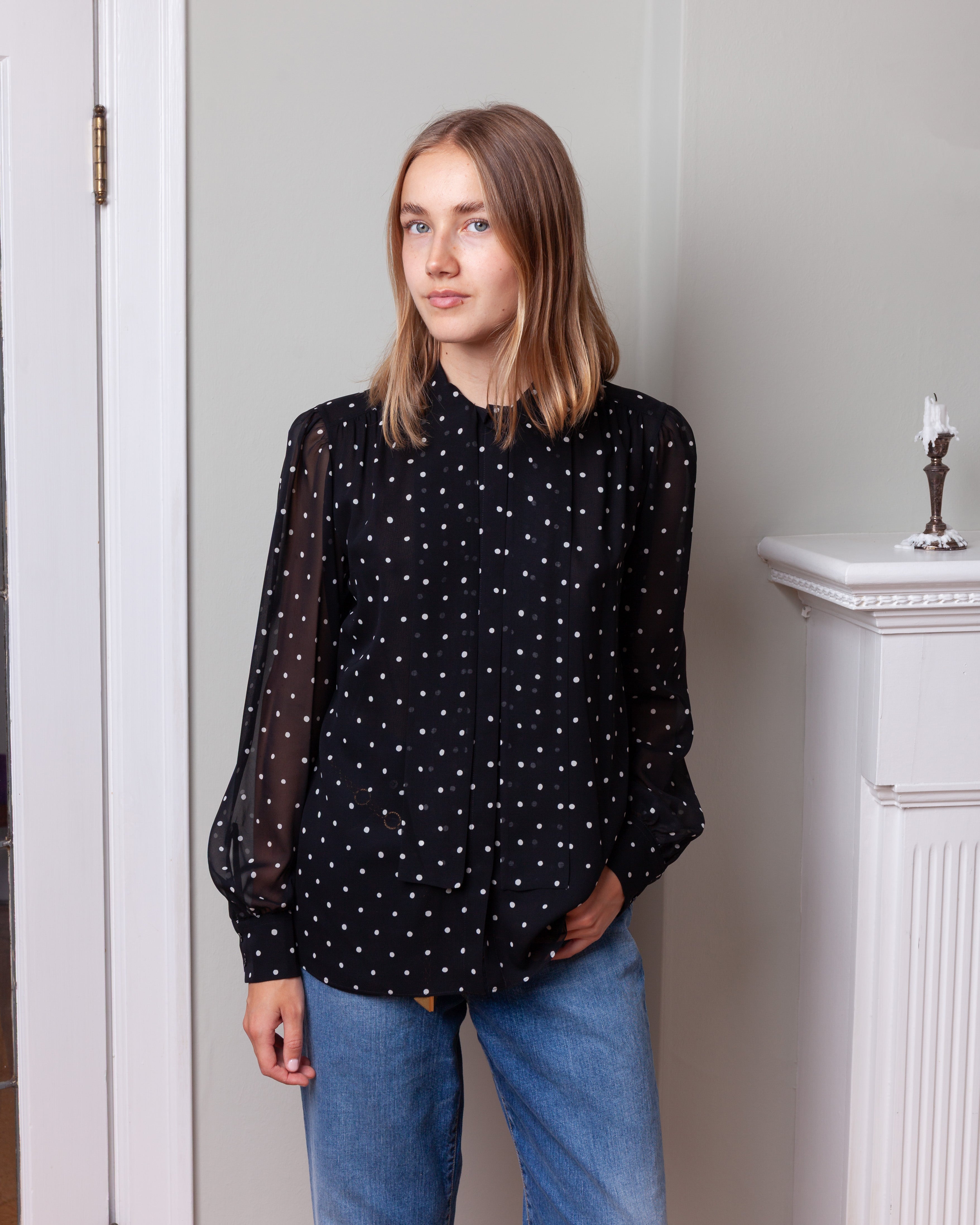Giambattista Valli-Blouse w/Polka Dots - Black/White-Tops-Boboli-Vancouver-Canada