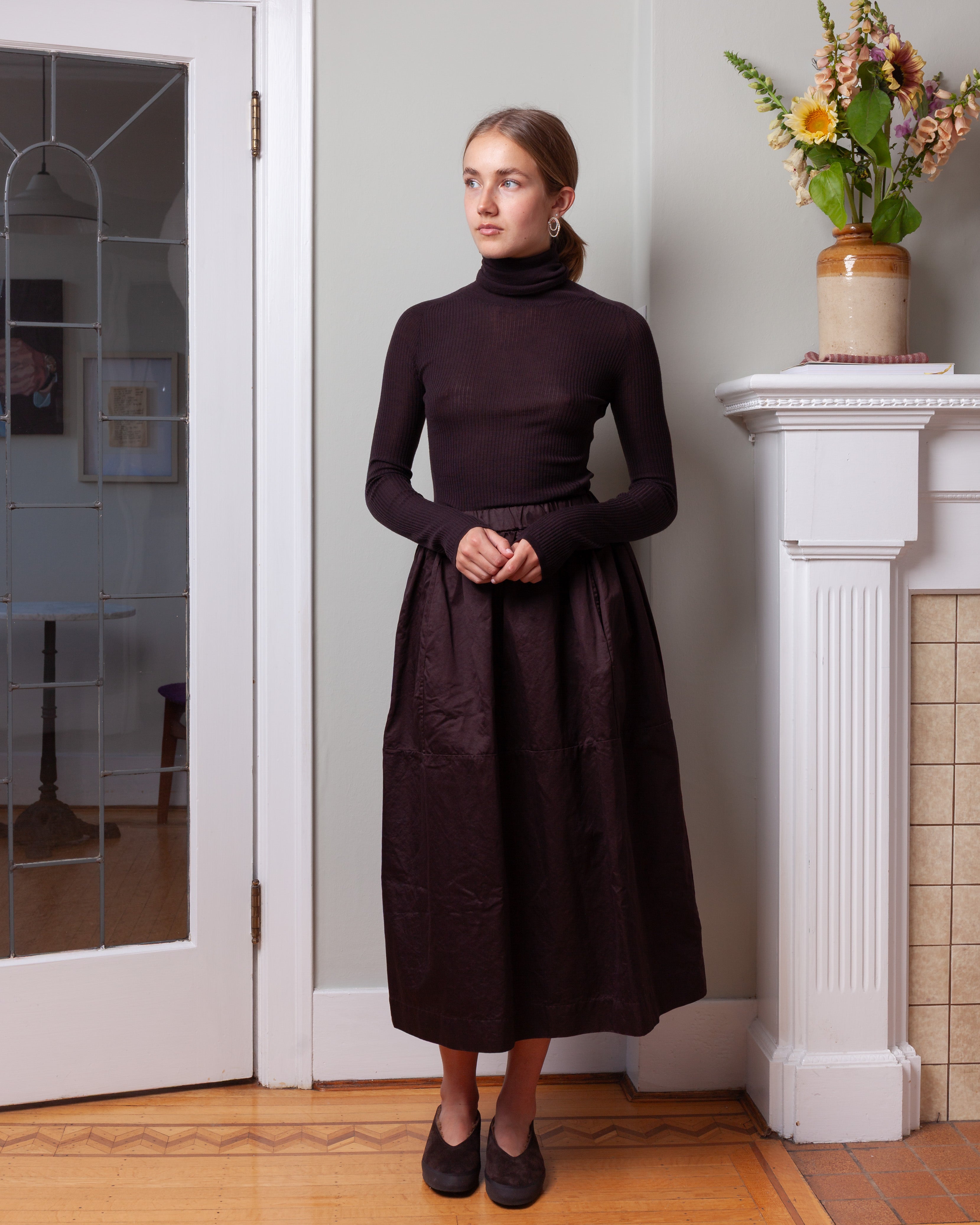 Rib Turtleneck - Rib Light Wool - Dark Brown