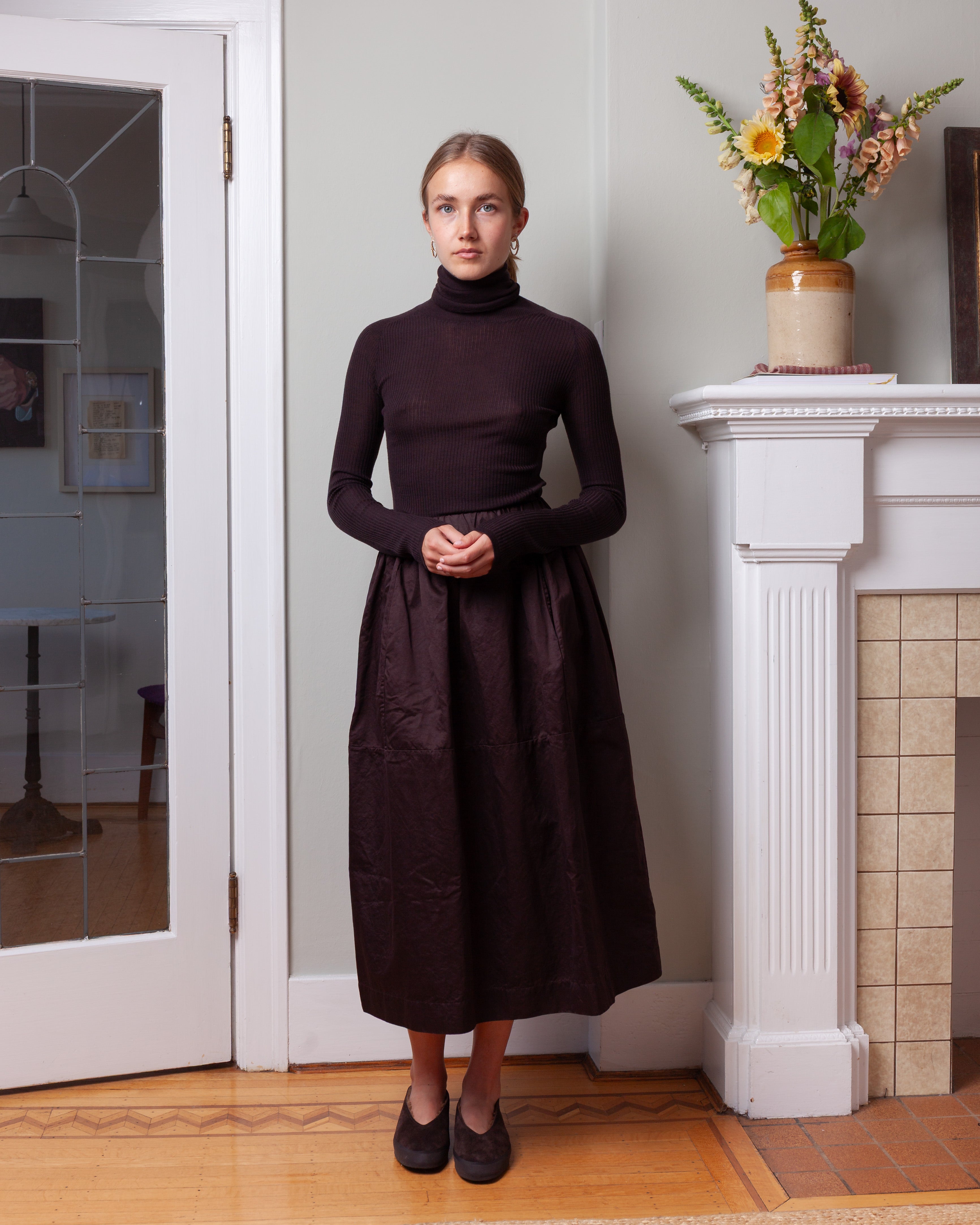 Rib Turtleneck - Rib Light Wool - Dark Brown