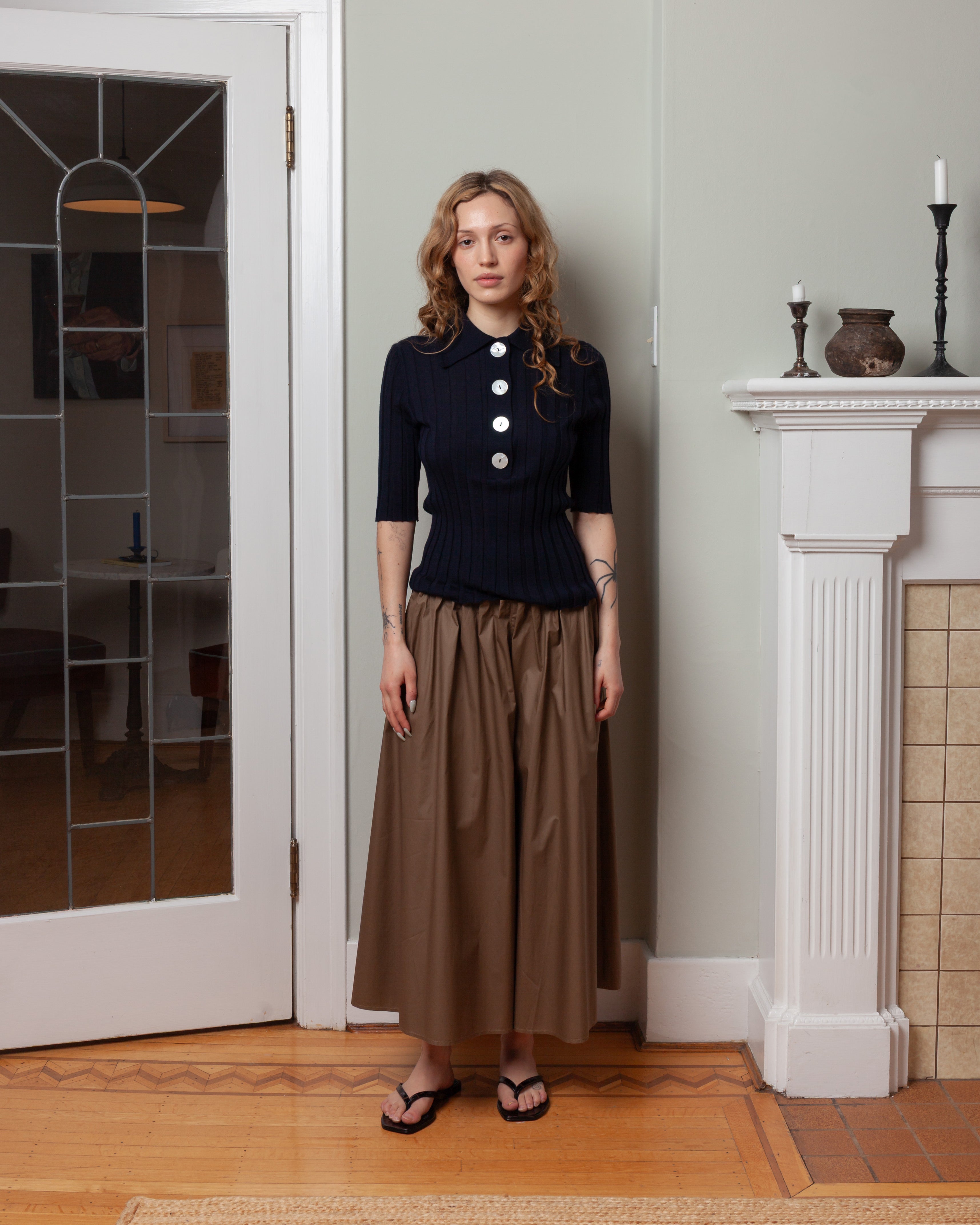 Sugarman S.S. Polo Knit Top - Black/Navy