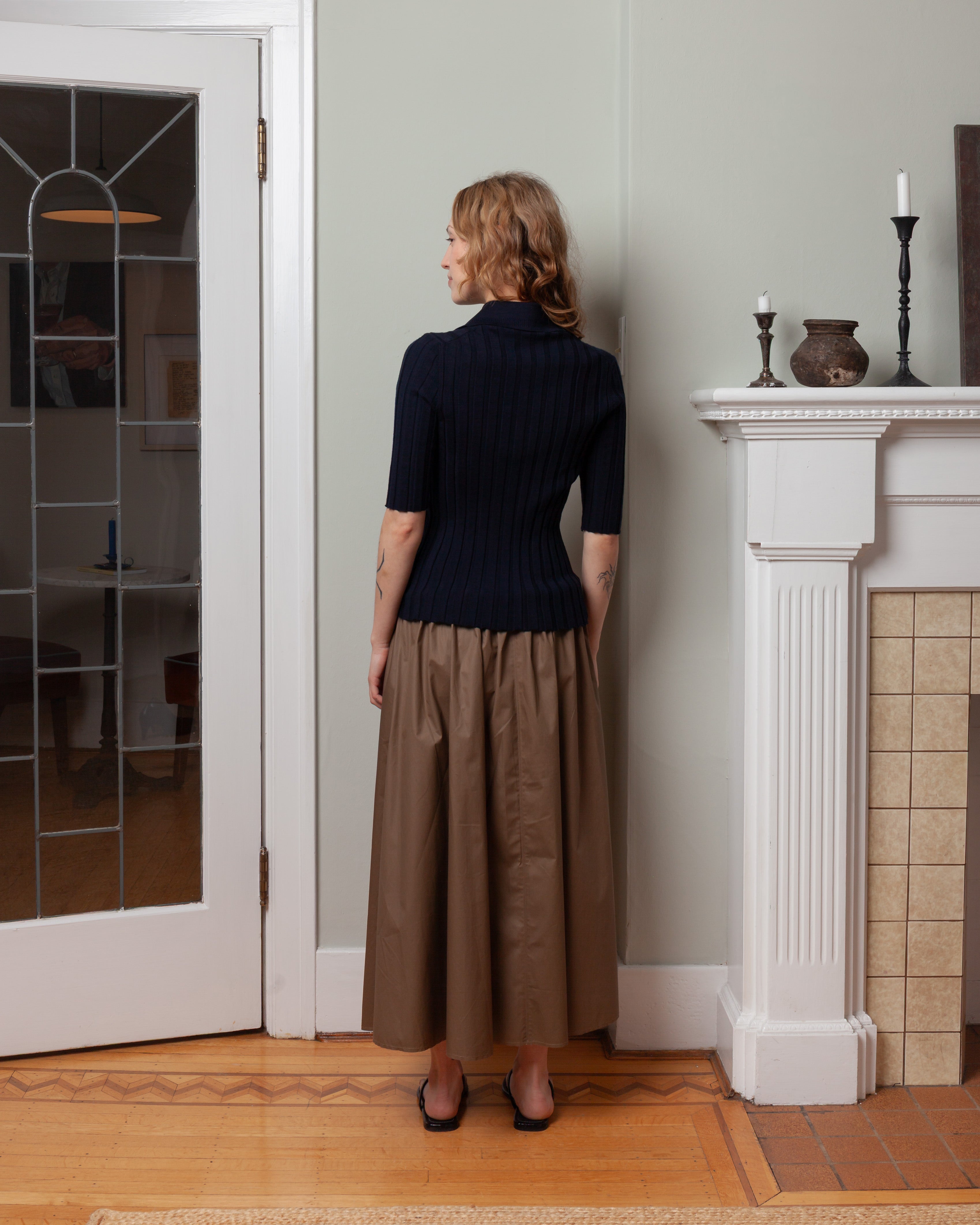 Sugarman S.S. Polo Knit Top - Black/Navy