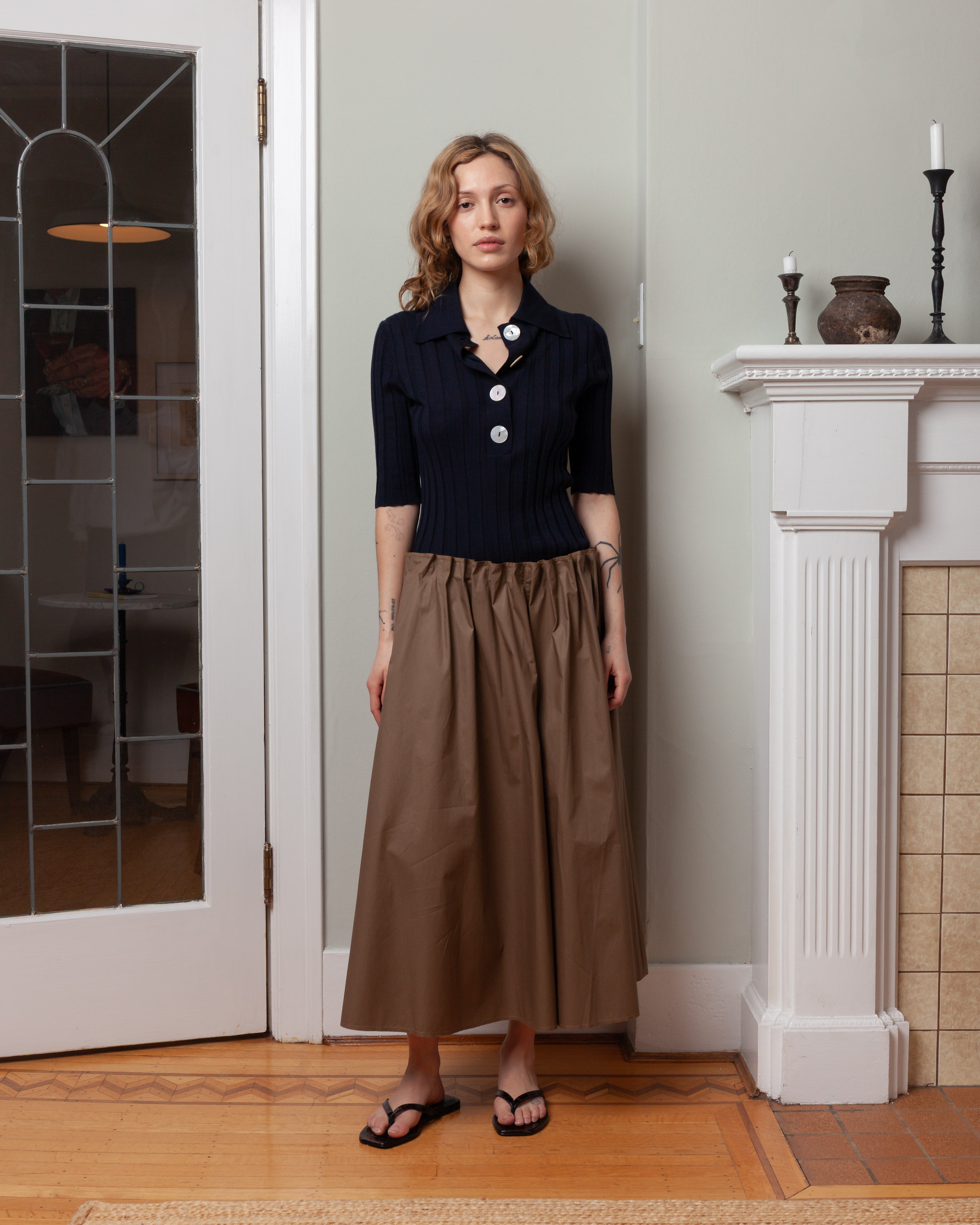 Sugarman S.S. Polo Knit Top - Black/Navy