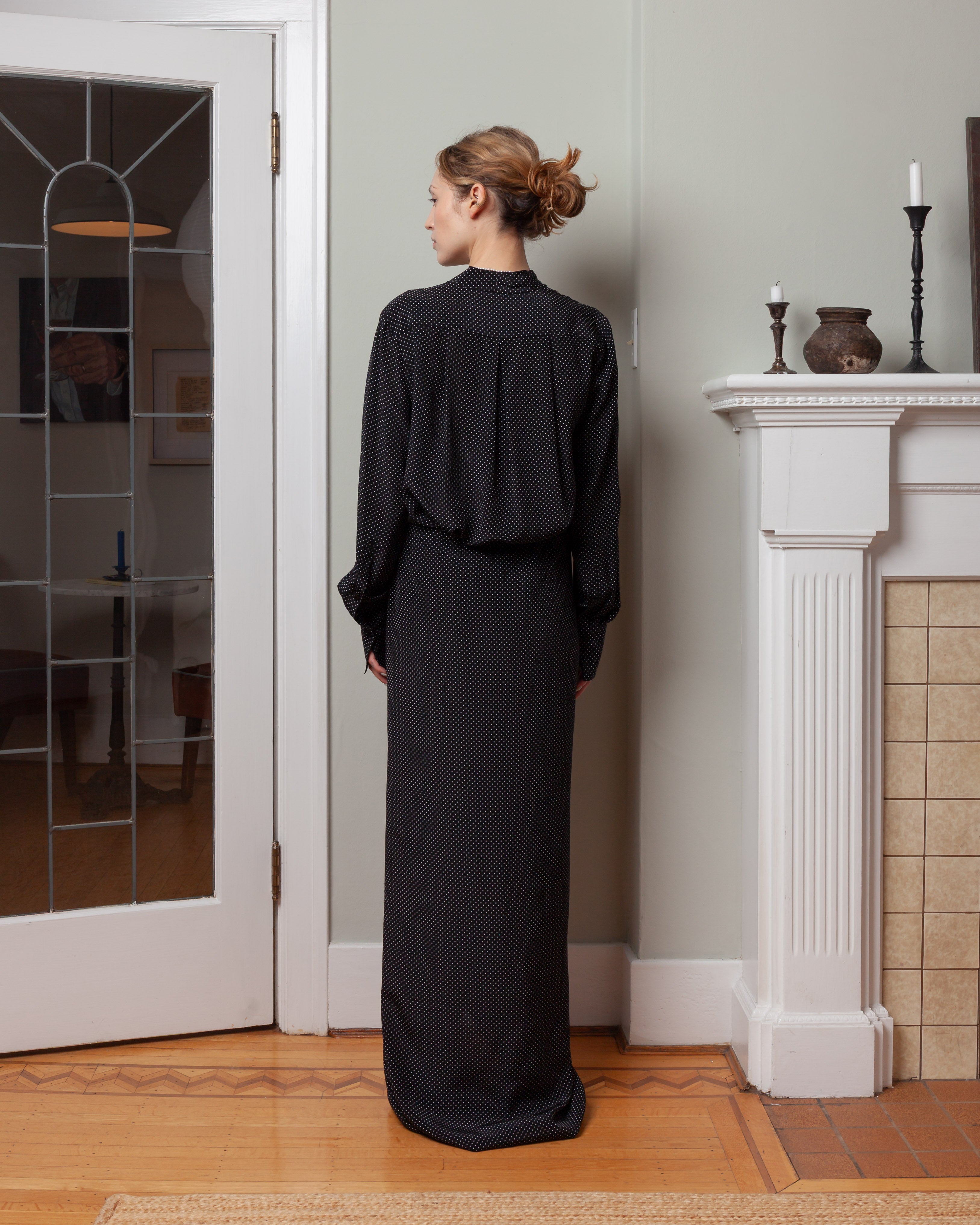 Criss Cross Long Dress - Micro Pois