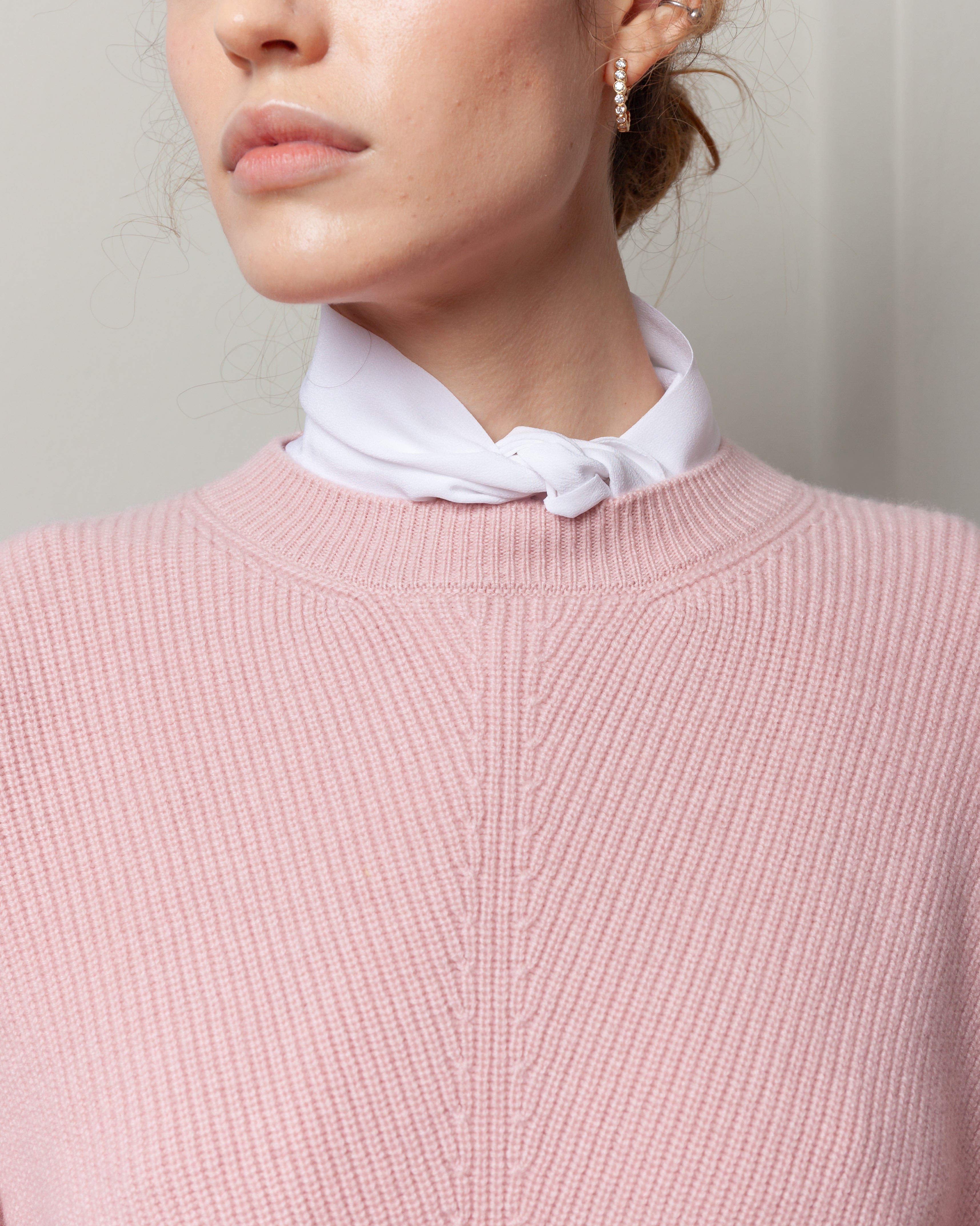 Round Neck 3/4 Batwing Sweater - Vintage Pink