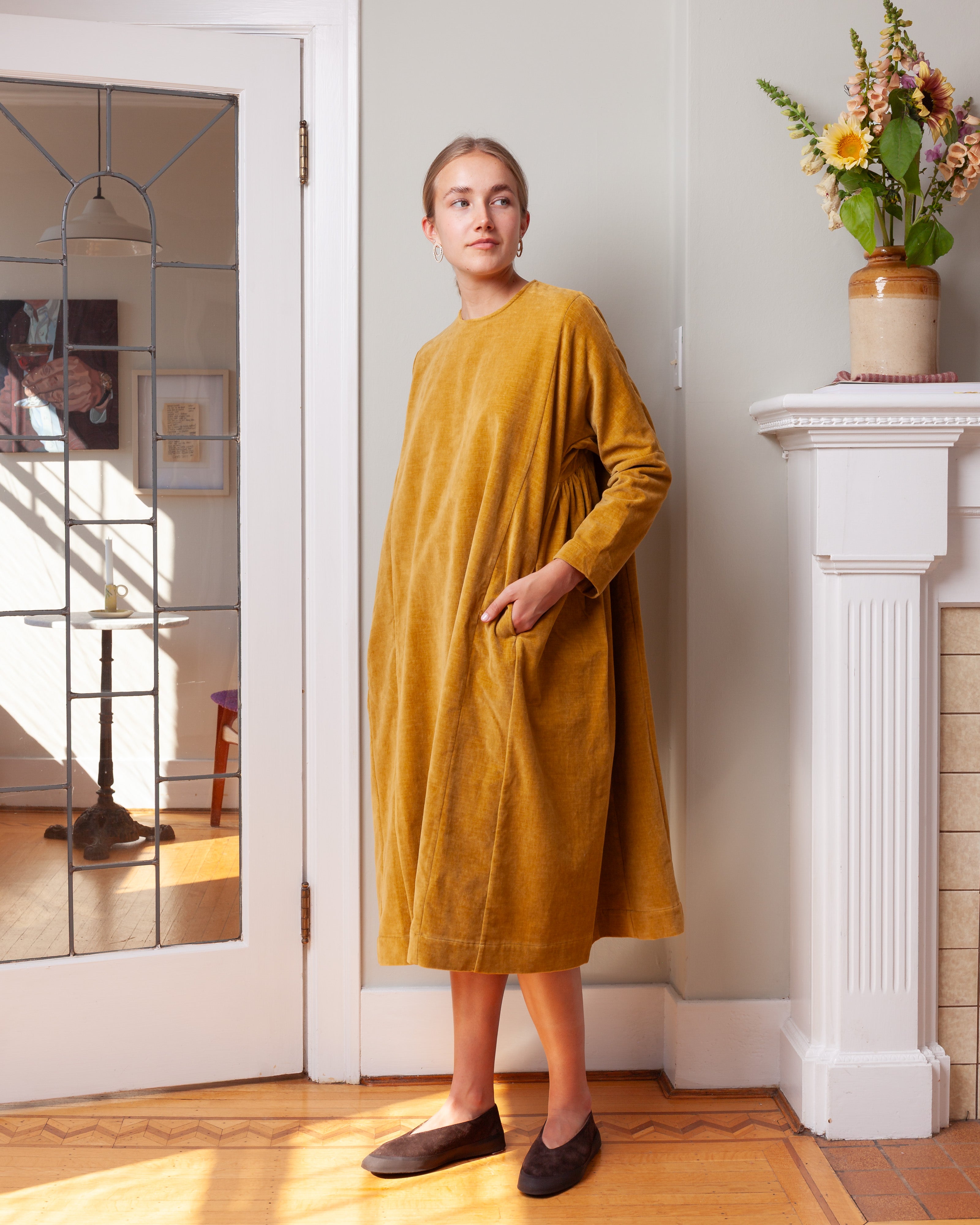 PYJ Rouch Dress - L Velvet - Ocra