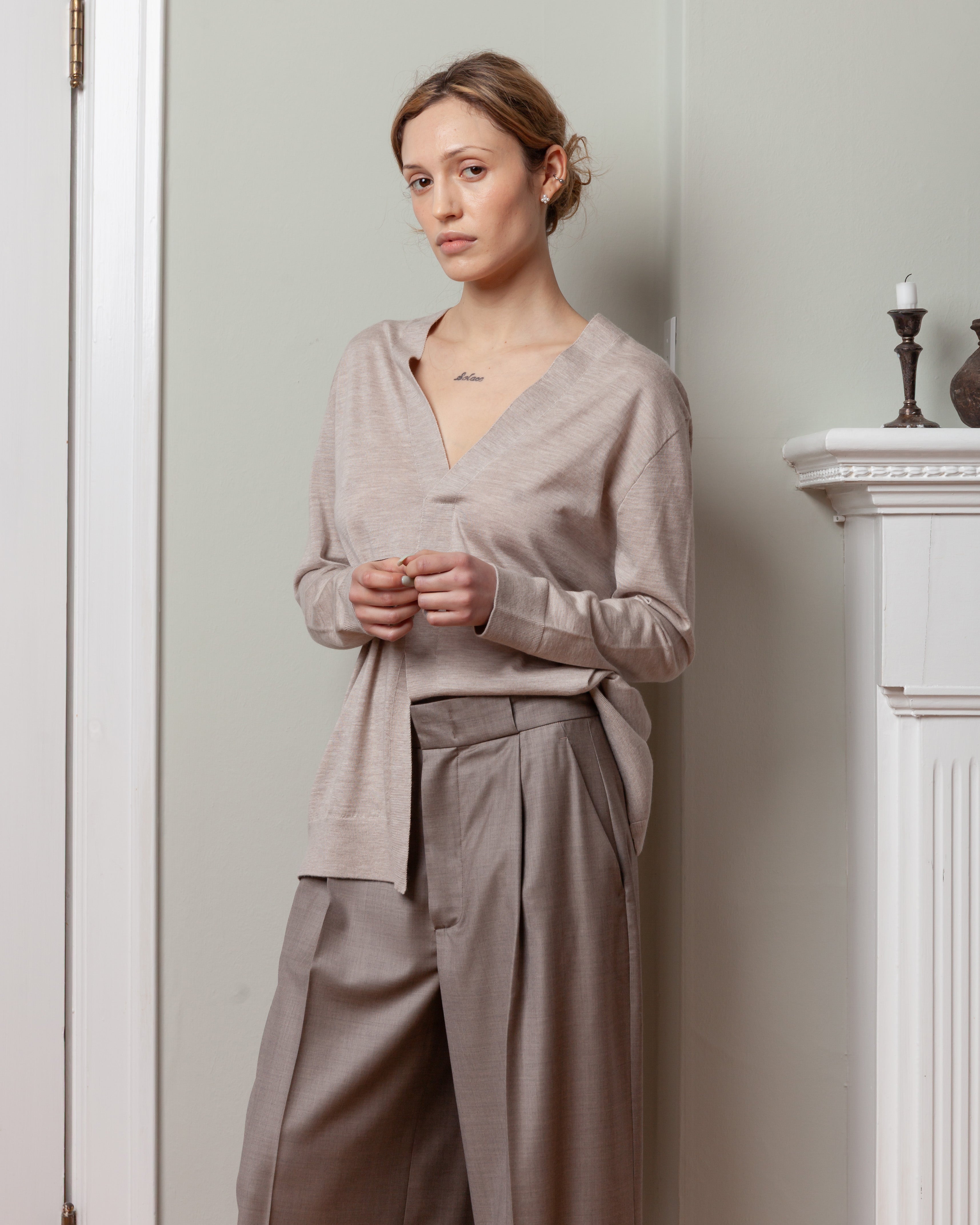 V-Neck Sweater - Sand