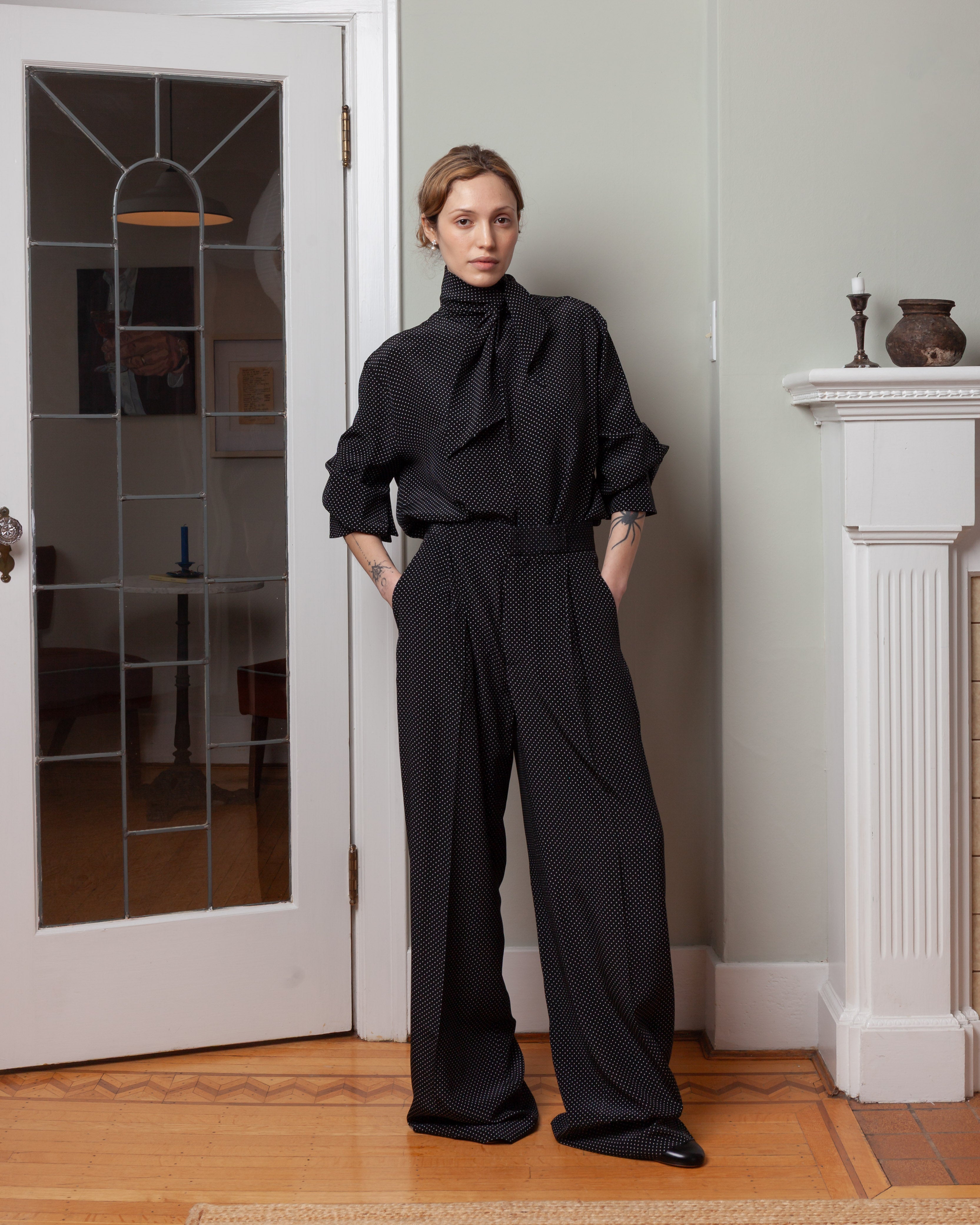 Silk Bogart Trousers - Micro Pois