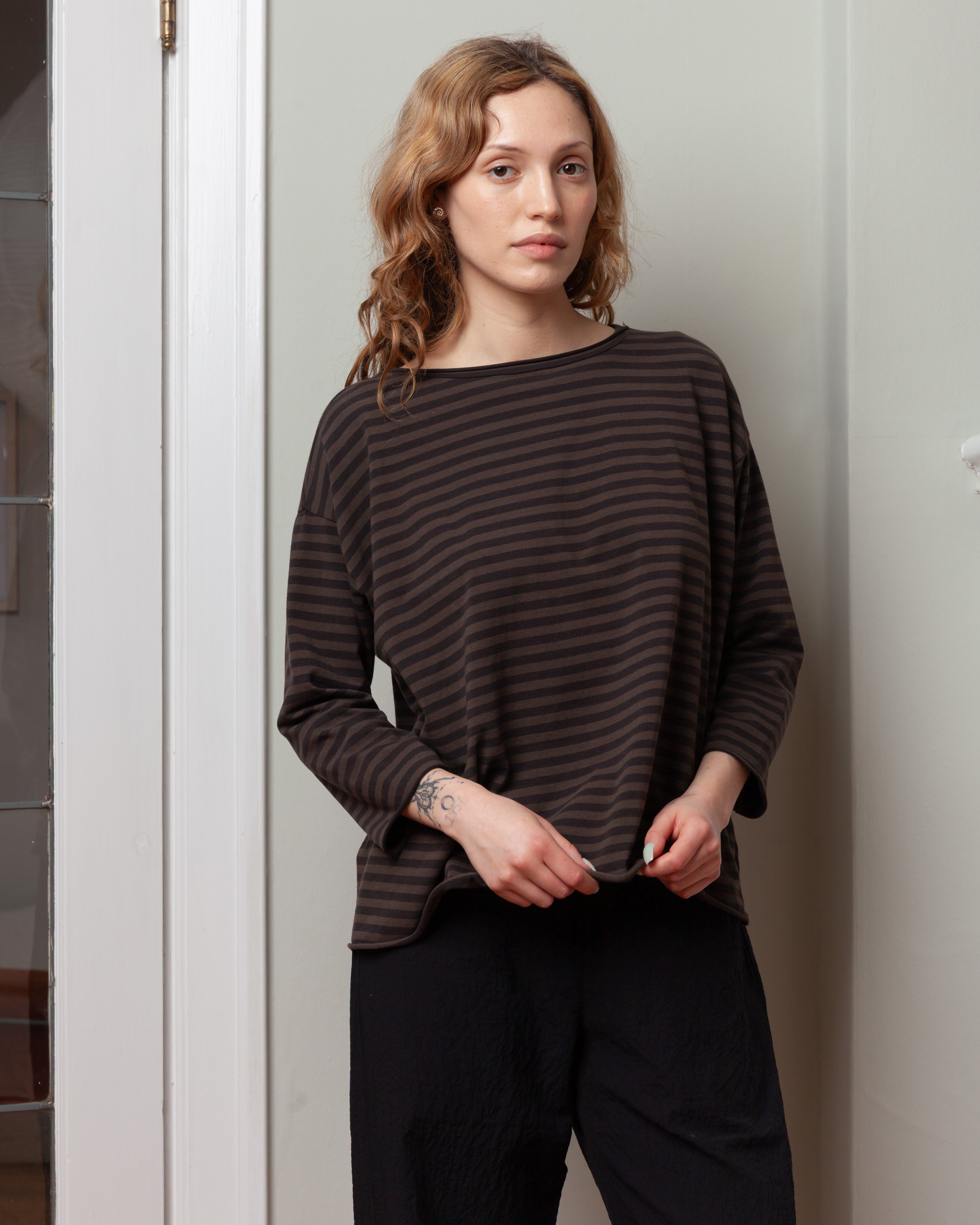 Lolita Top - Striped Jersey Maron