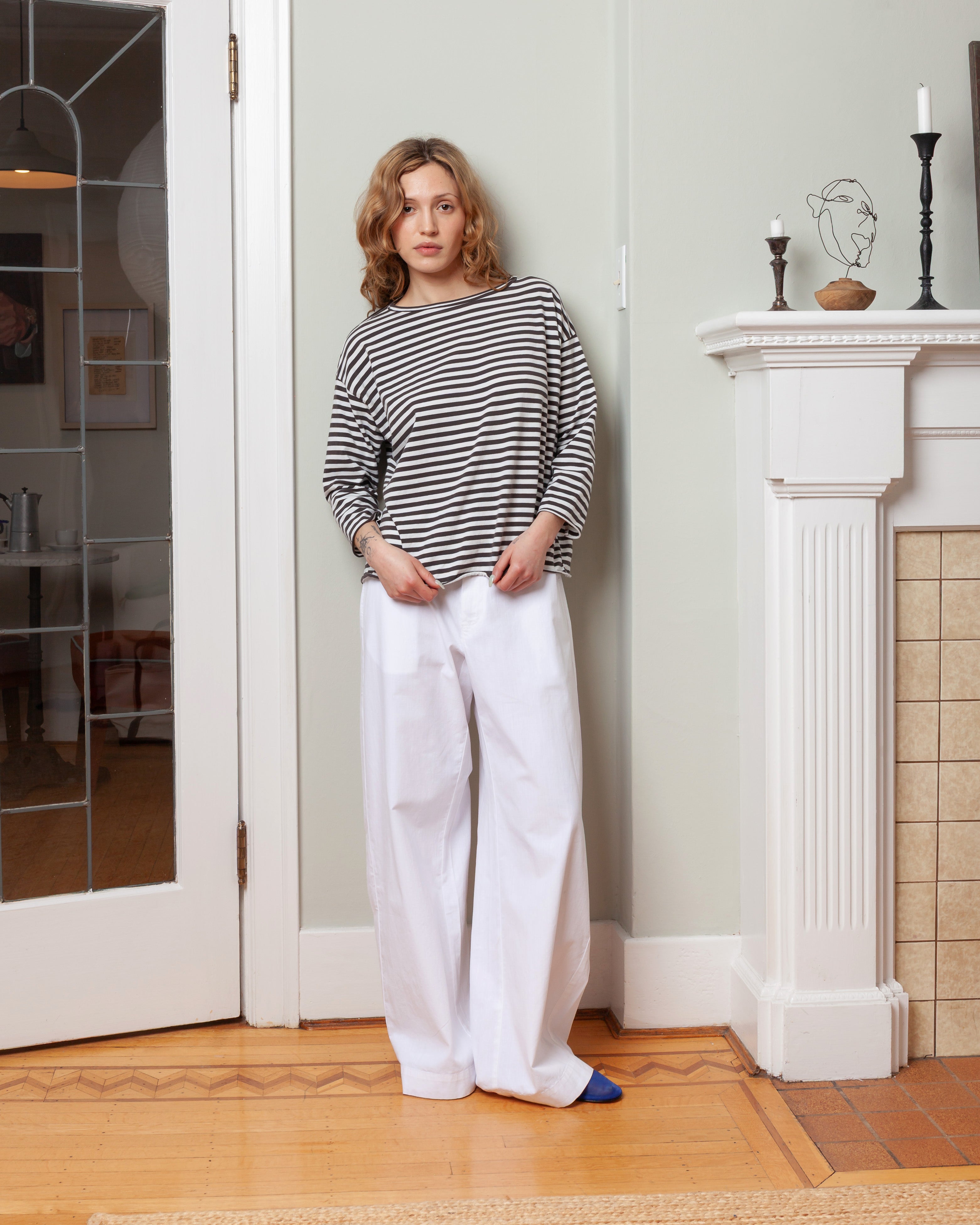 Lolita Top - Striped Jersey Acqua