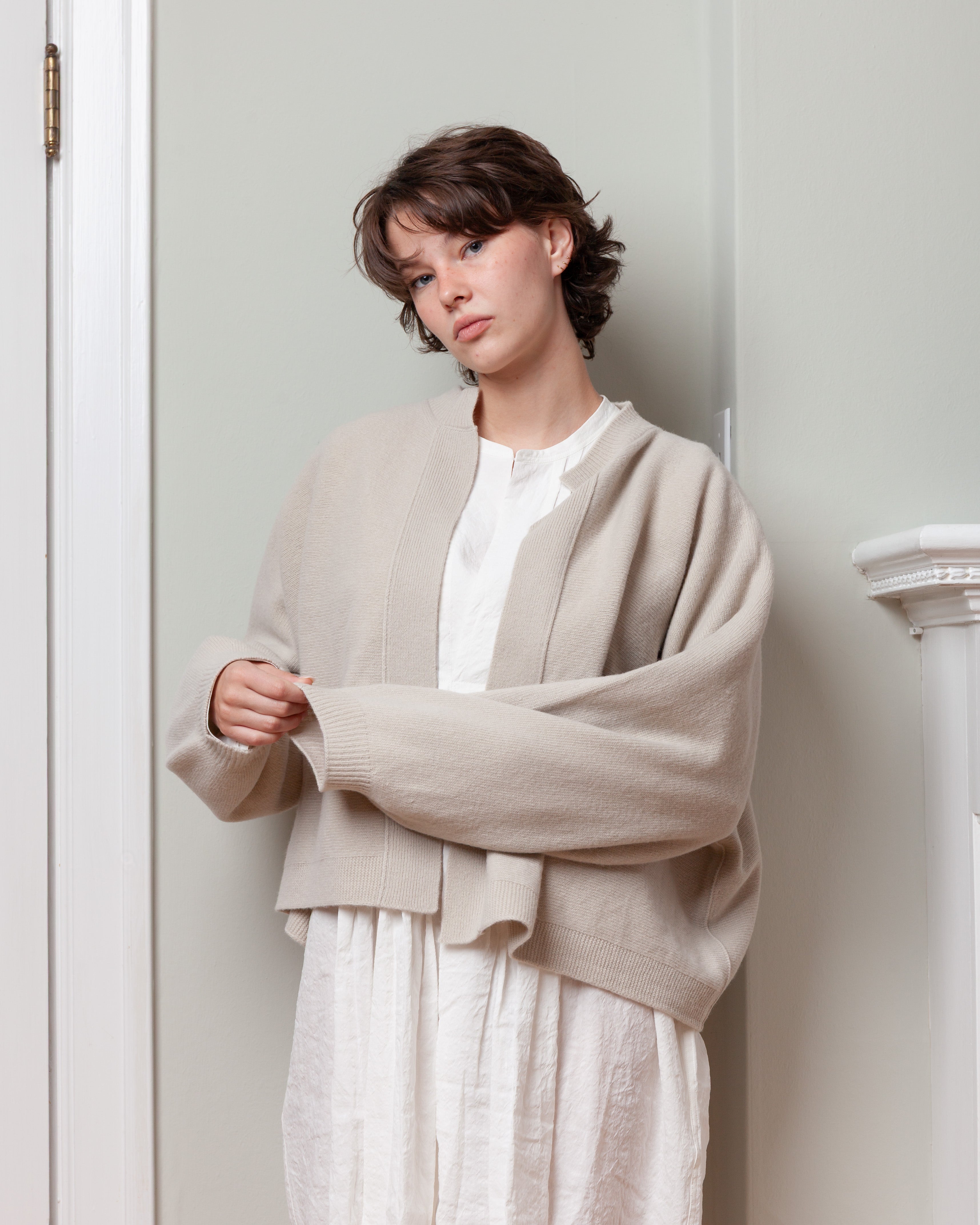 Oversized Cardigan Crewneck - Natural