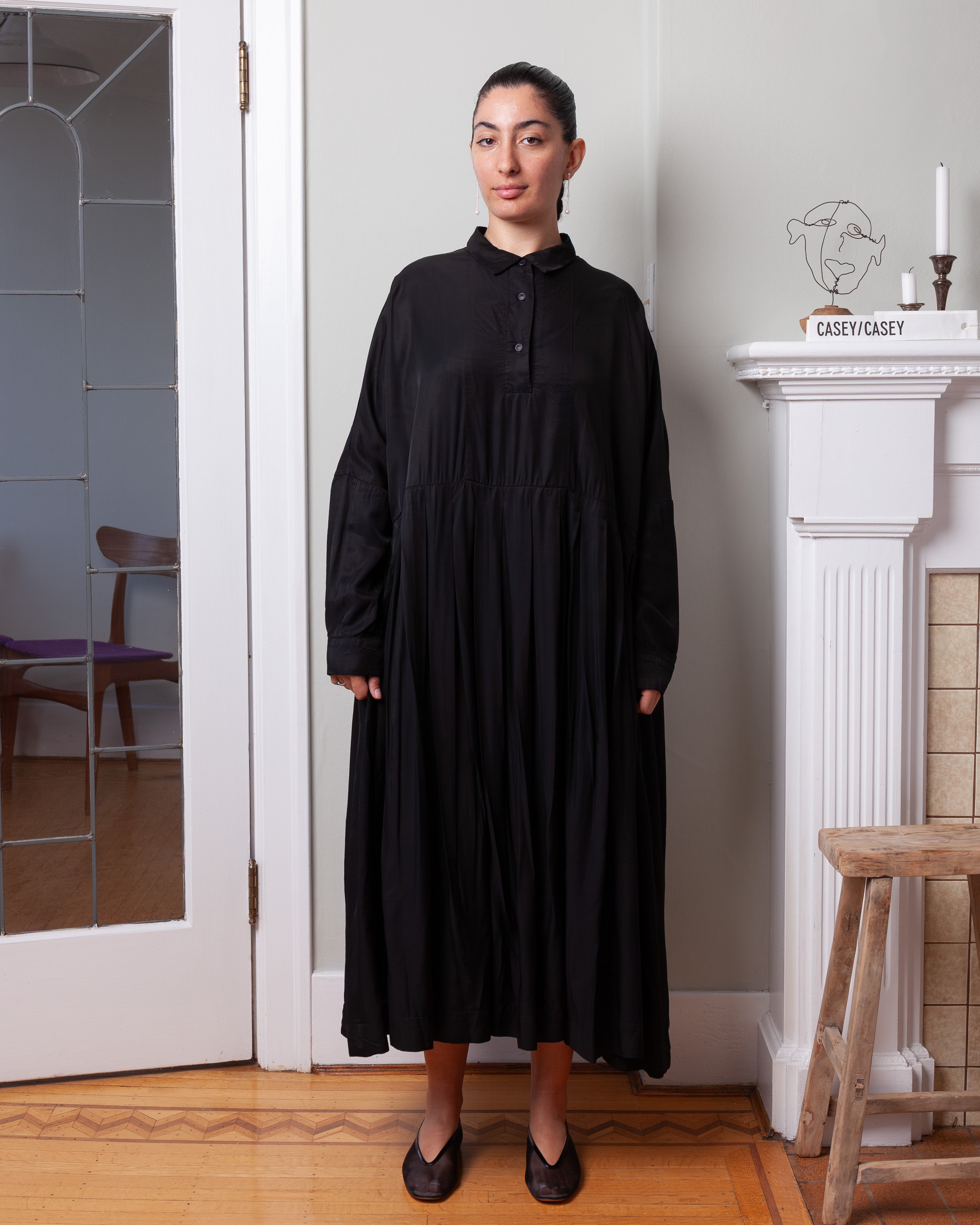 Waga Box Dress - Cupro - Black