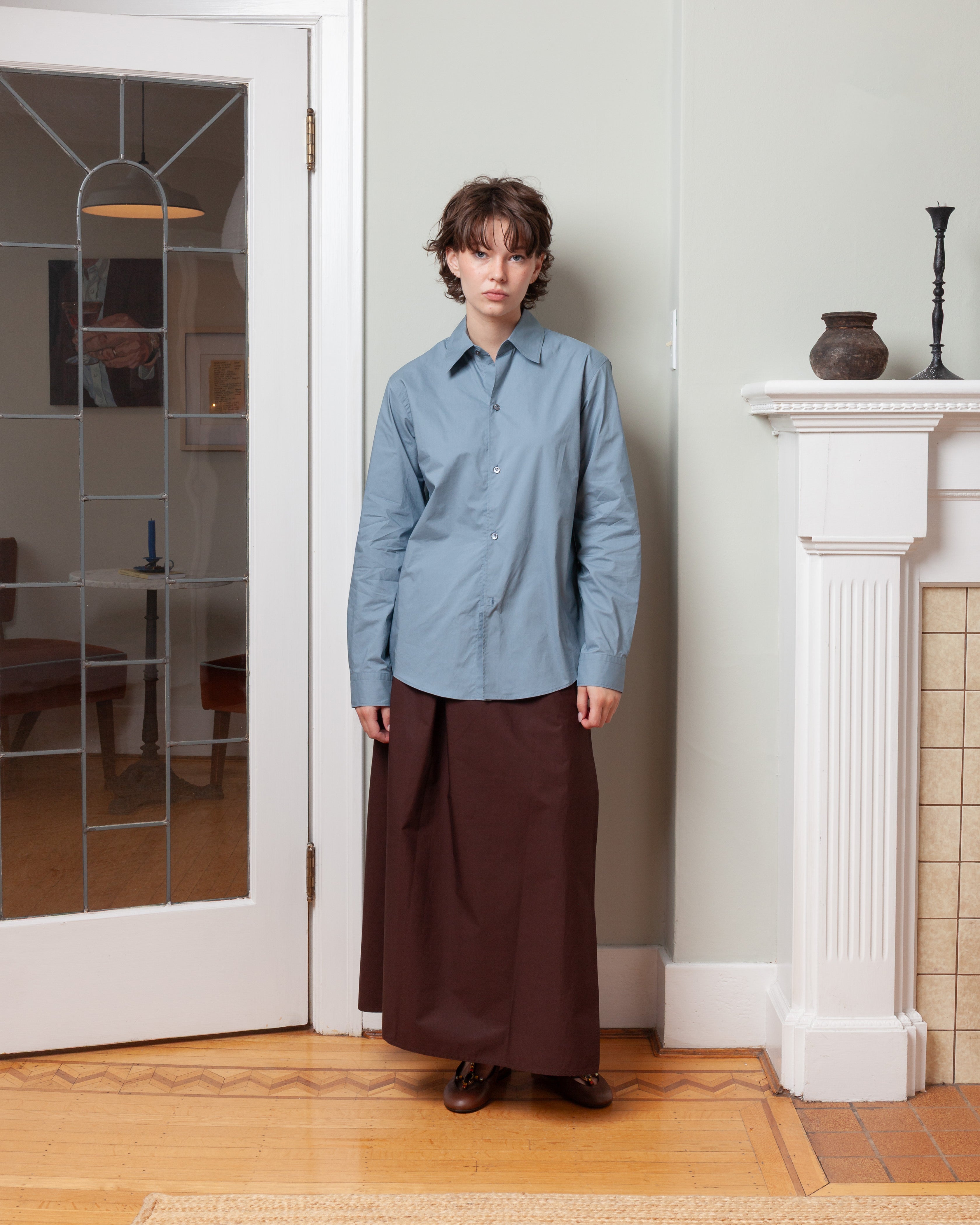 Long Sleeve Shirt With Button Down Closure - Mercury