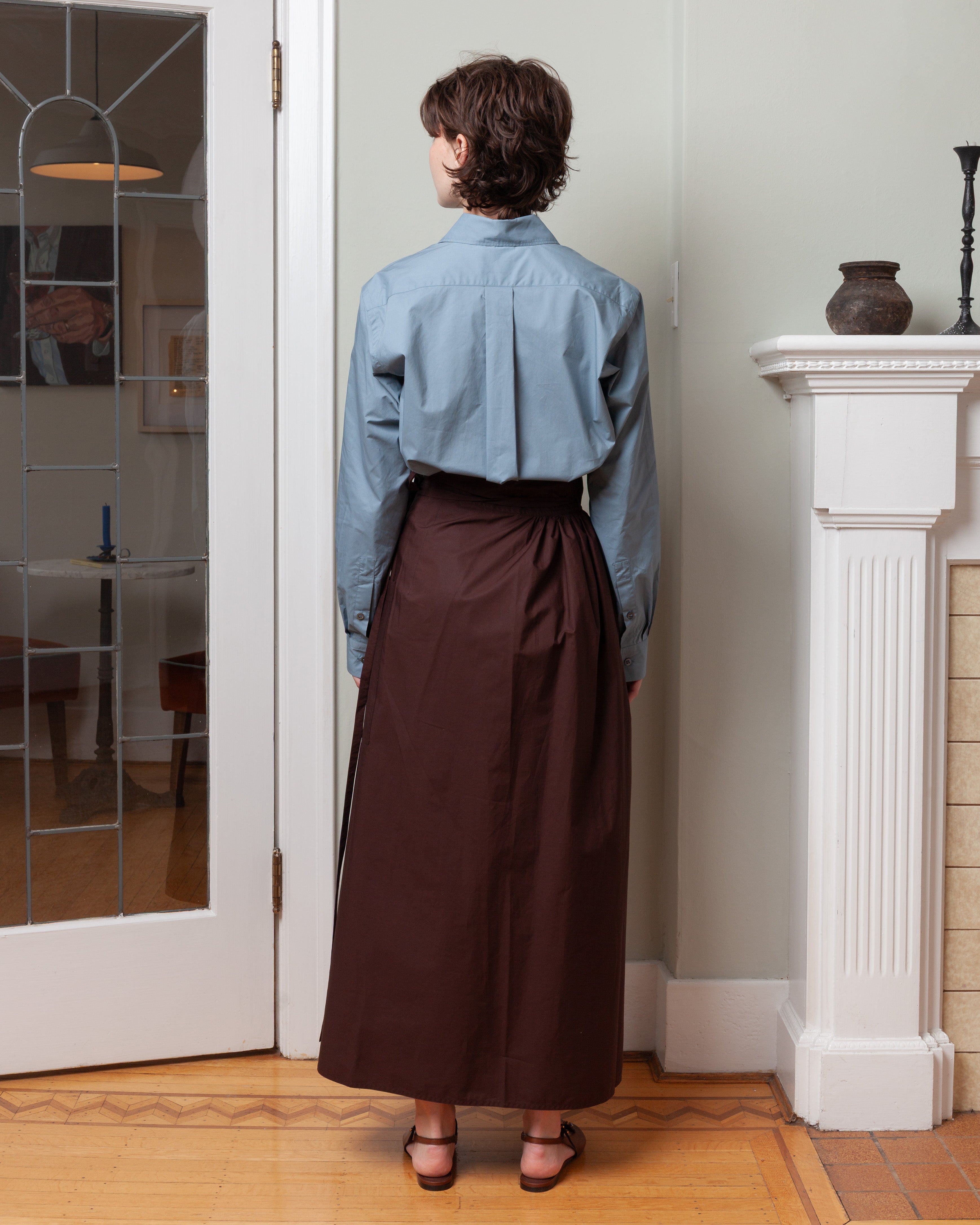 Wrap Skirt With Back Patch Pocket - Cacao