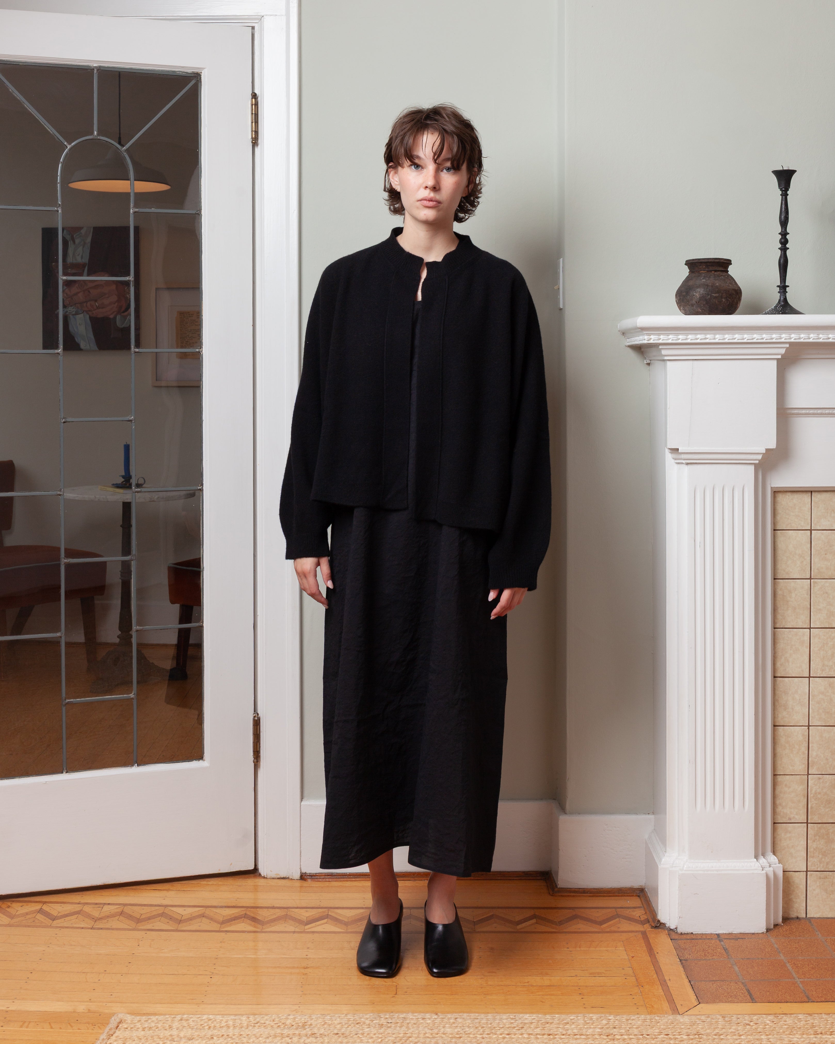 Oversized Cardigan Crewneck - Black