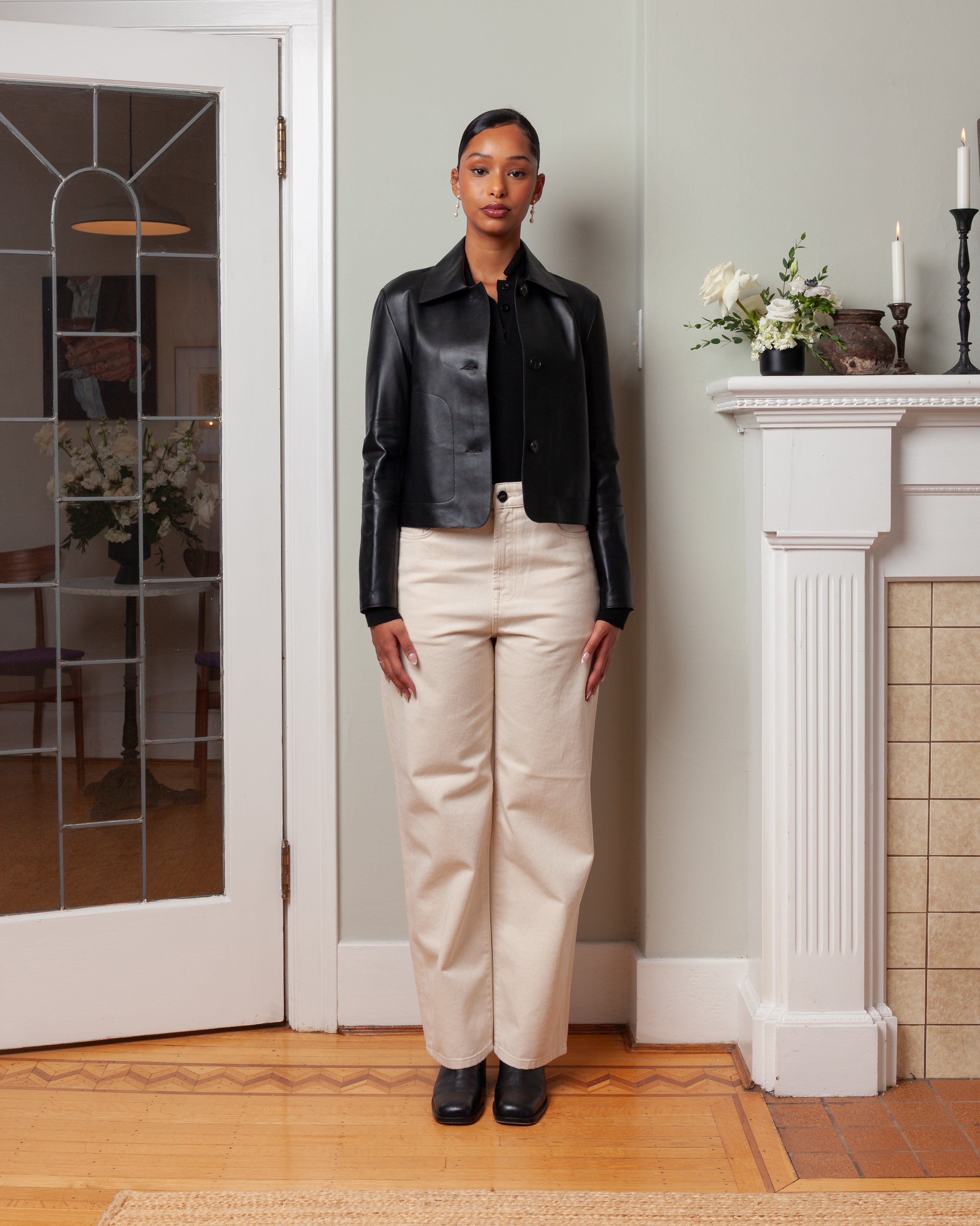 Arma-Nos Emy Lamb Leather Jacket - Black-Jackets-Boboli-Vancouver-Canada