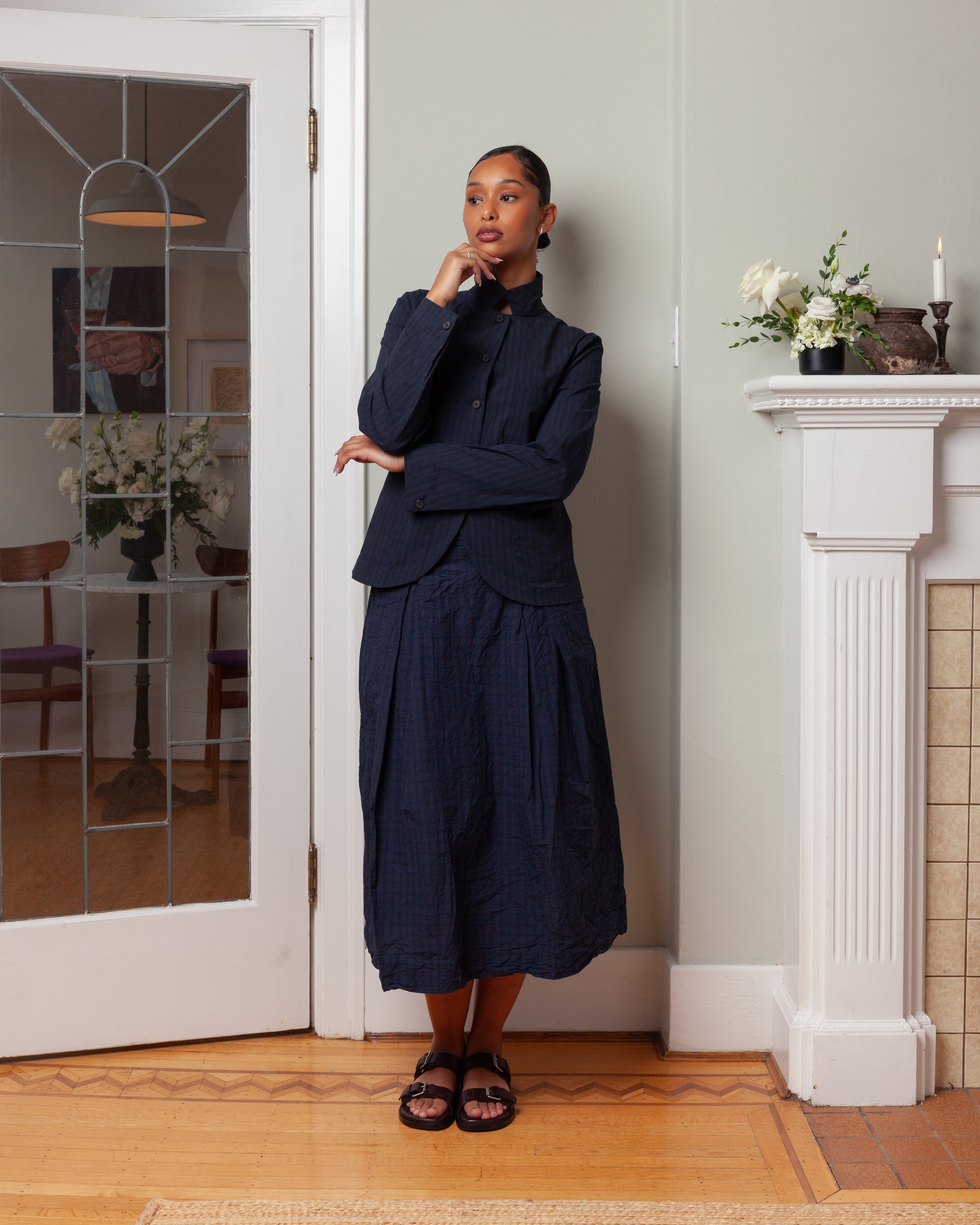 Bergfabel-Emma Skirt - Navy Check-Skirts-Boboli-Vancouver-Canada