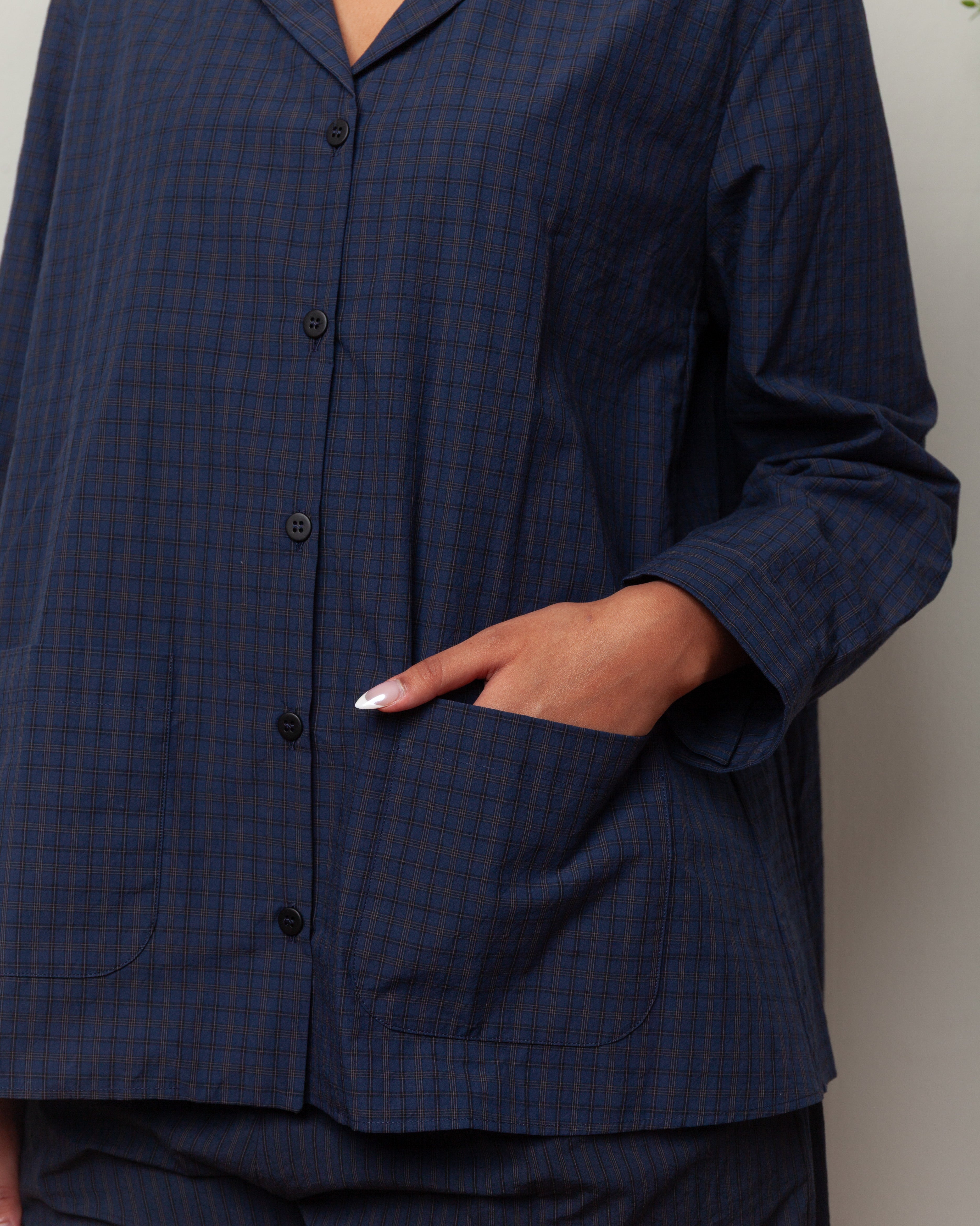 Bergfabel-Jenny Shirt - Navy Check-Shirts-Boboli-Vancouver-Canada