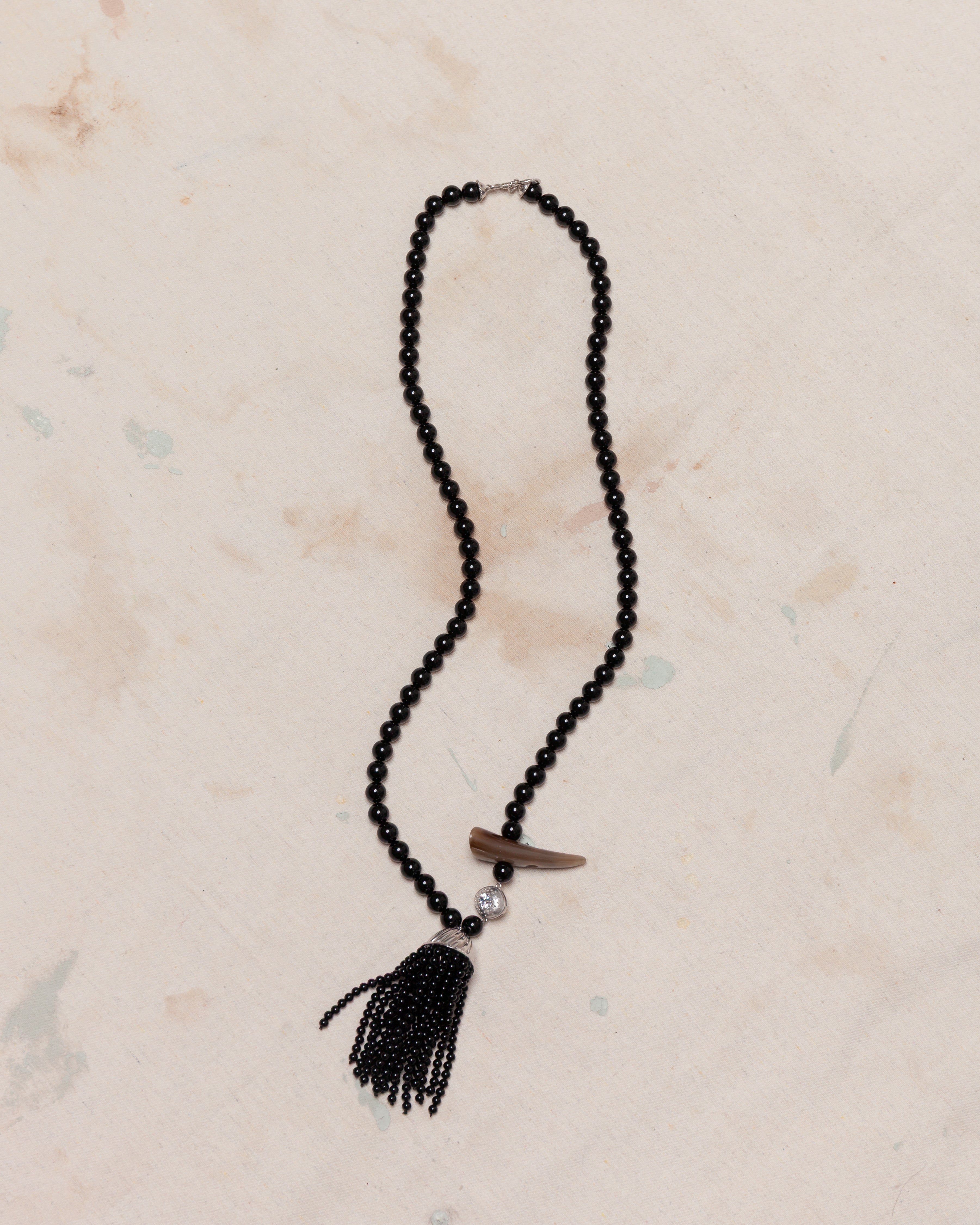 Nackiye-Grande Kiraz Onyx Necklace - Onyx/Silver-Jewellery-Boboli-Vancouver-Canada